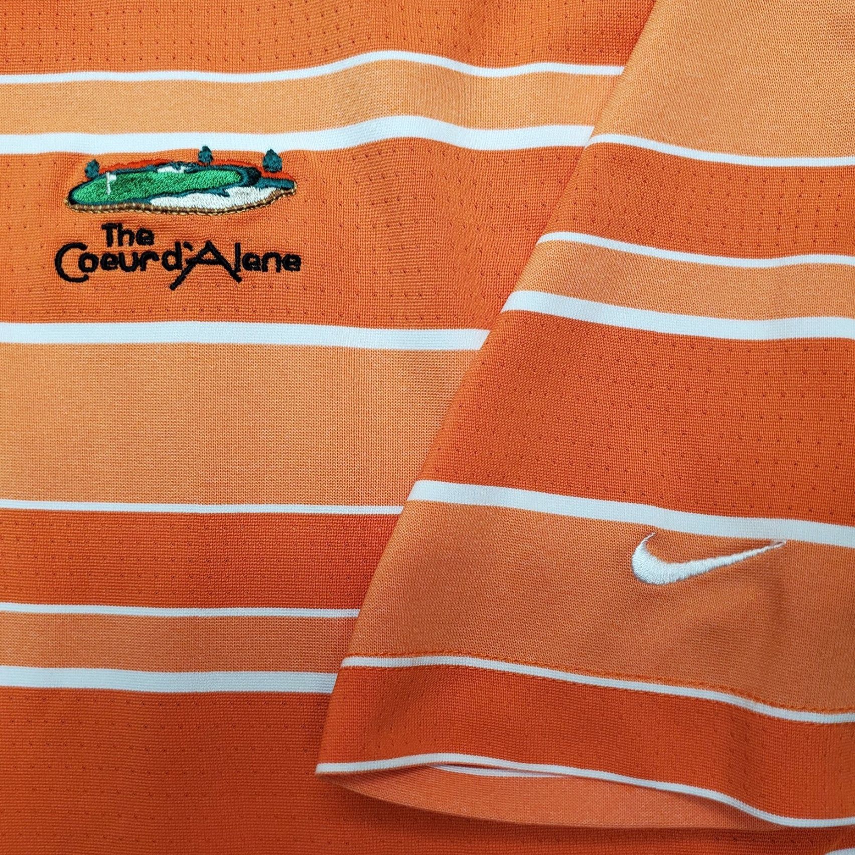 Nike VINTAGE NikeGolf Shirt Men XL Orange Striped Polo Tour Performance Short Sleeve Size US XL / EU 56 / 4 - 5 Thumbnail
