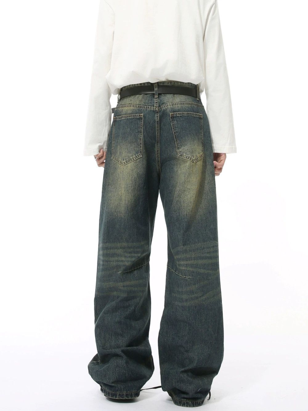 Vintage Retro distressed rippled fashionable straight jeans casual Size US 32 / EU 48 - 5 Thumbnail