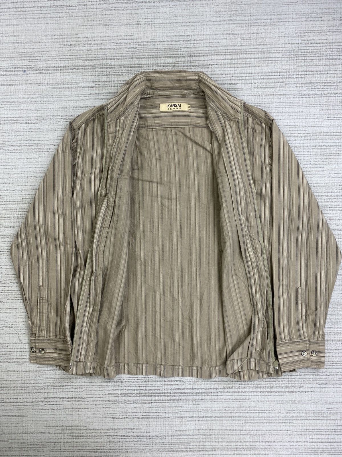 Designer × Kansai Yamamoto × Vintage Vintage Kansai Jeans Harringbone Stripe Zipper Jacket Size US M / EU 48-50 / 2 - 5 Thumbnail