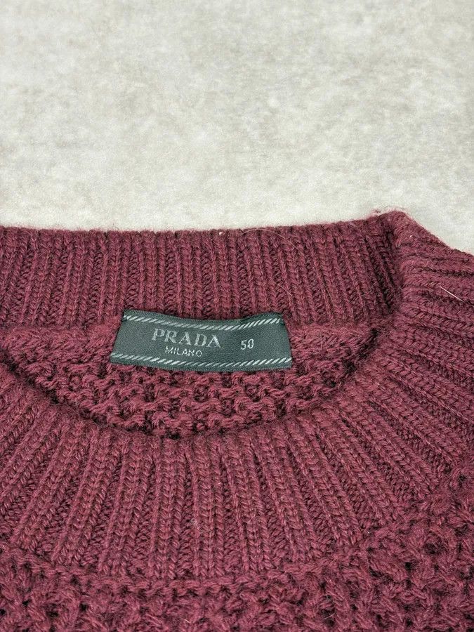 Prada AW2018 Prada Bordeaux Minimalist Waffled Sweater Size US M / EU 48-50 / 2 - 7 Thumbnail