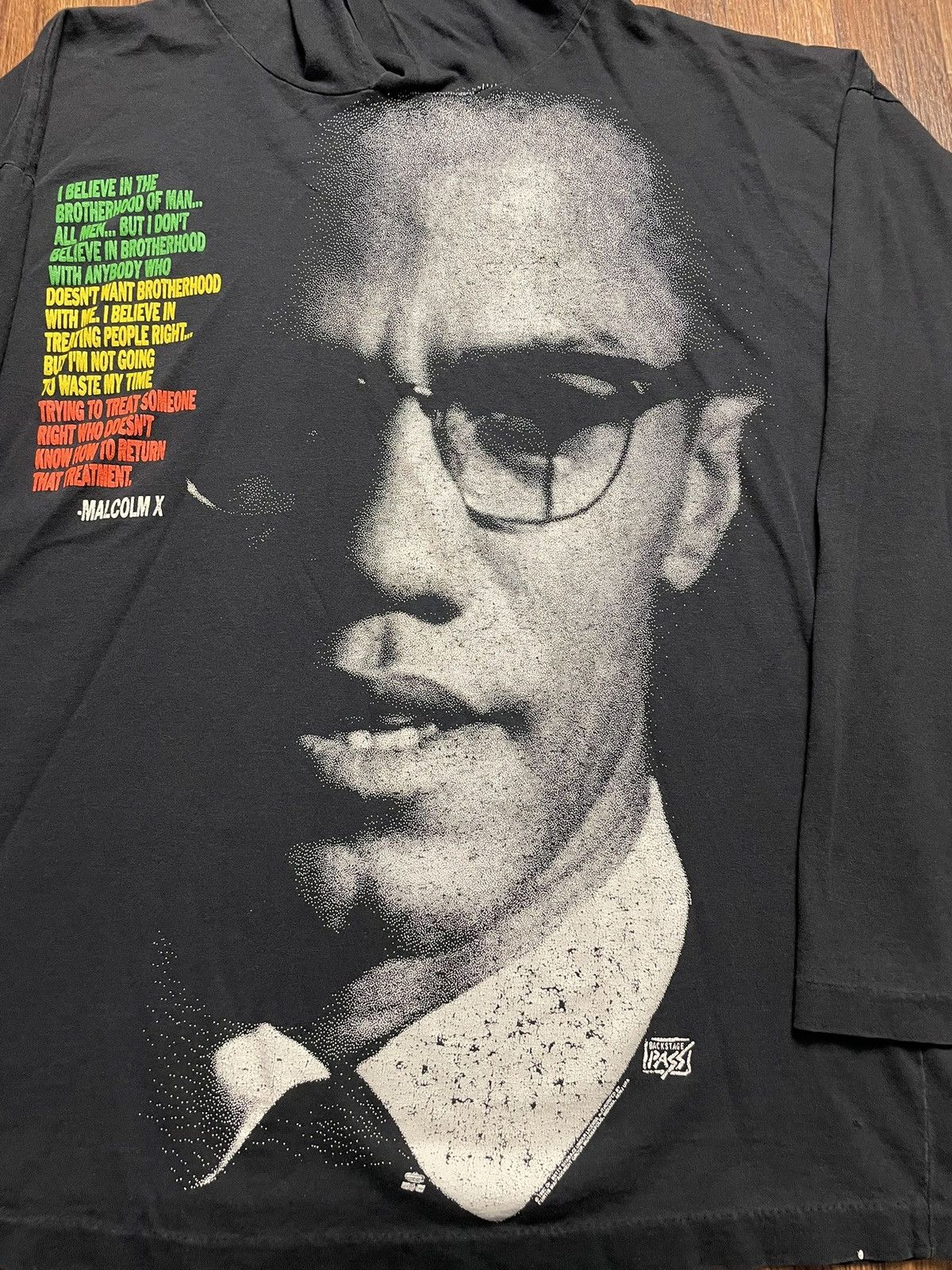 Vintage Vintage Malcom X Shirt Longsleeve Hood Large Black 1992 Size US L / EU 52-54 / 3 - 8 Thumbnail