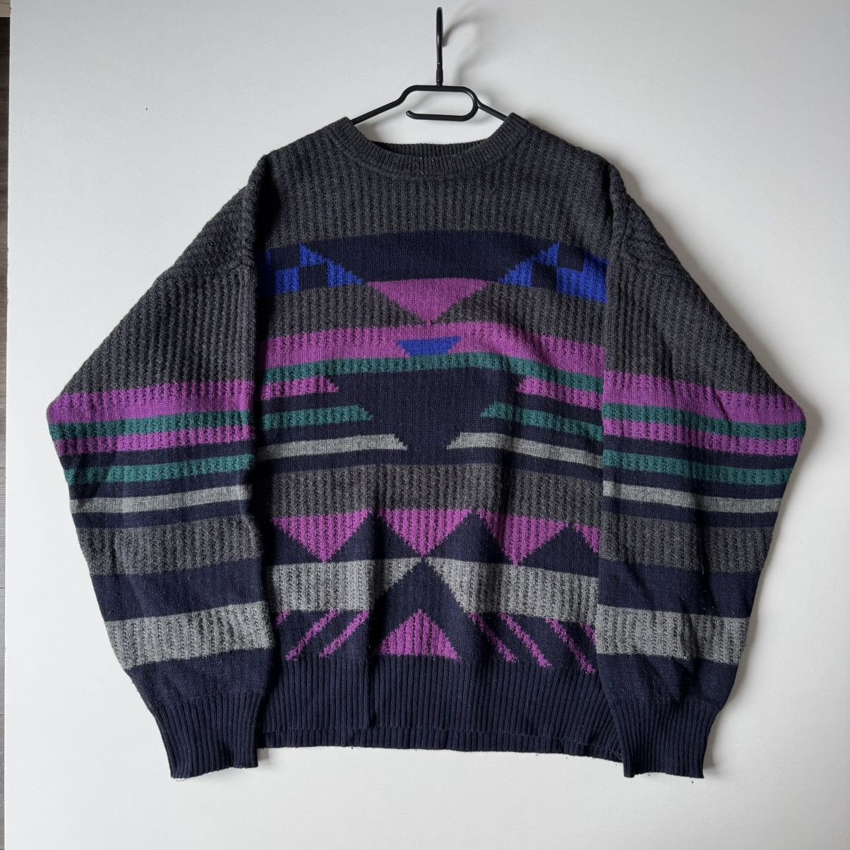 Vintage Vintage Aztec Print Wool Boxy Fit Sweater grandpa knit ald Size US L / EU 52-54 / 3 - 2 Thumbnail