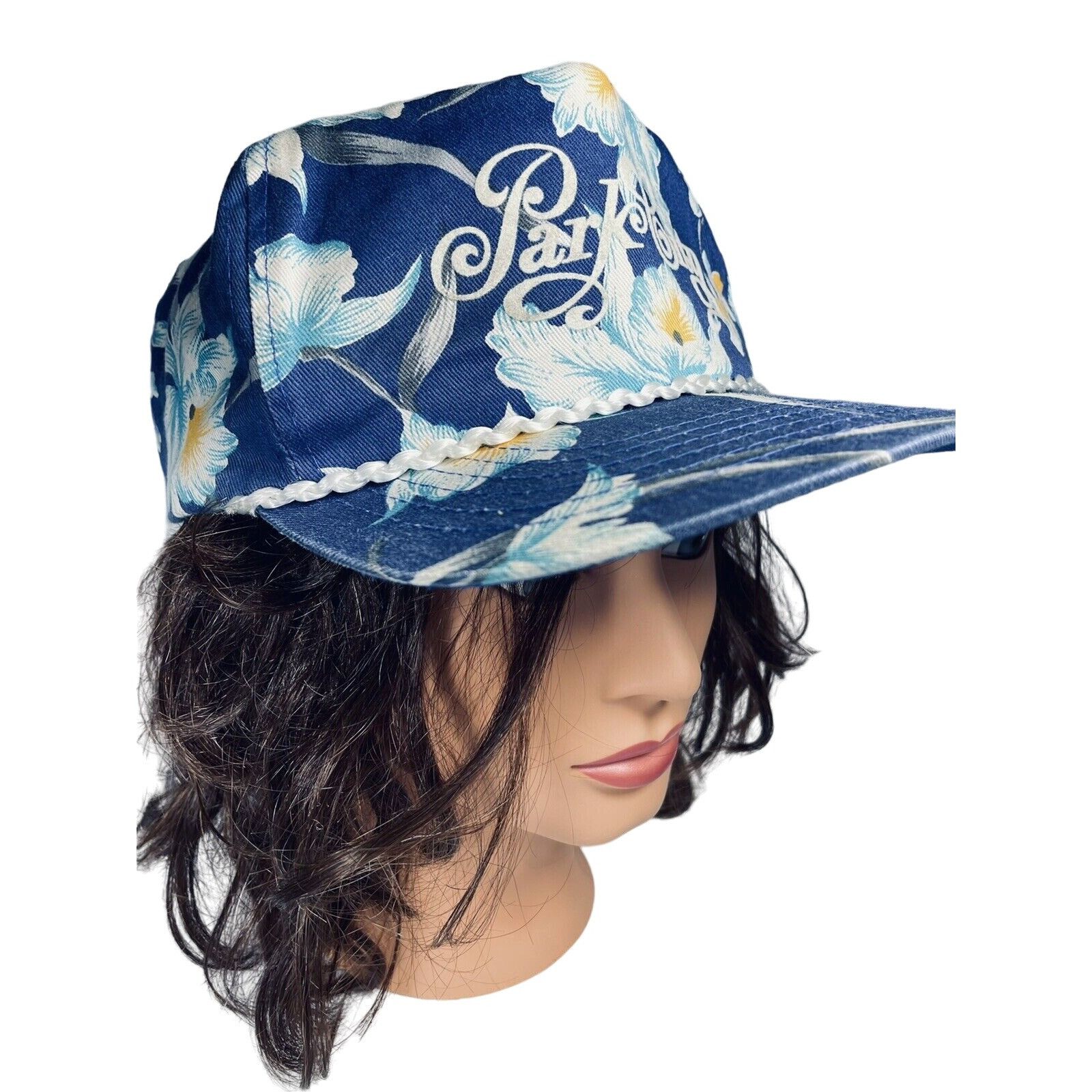 Vintage Park City San Sun Tropical Hawaiian Orchid Baseball Hat Blue Size ONE SIZE - 9 Thumbnail