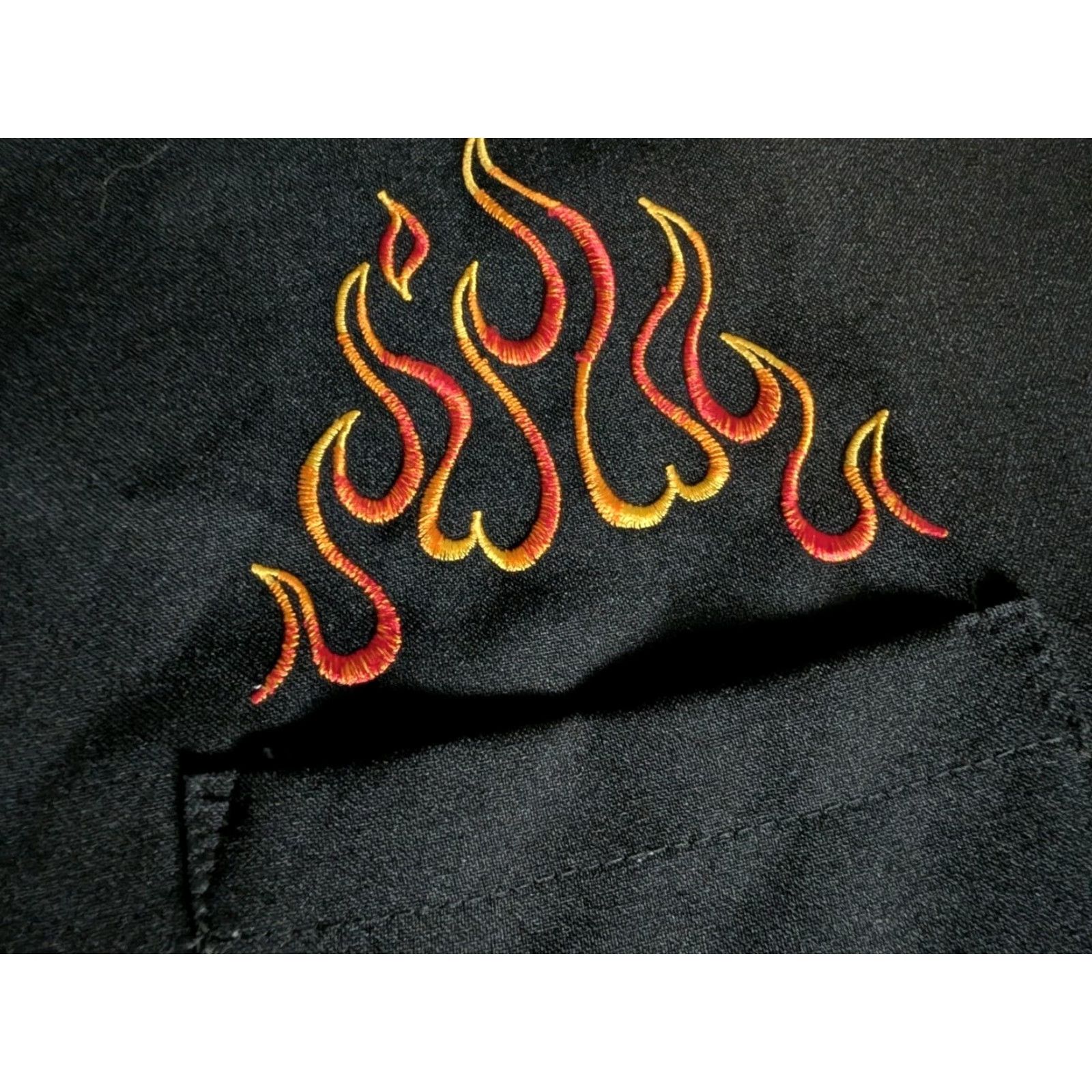 Vintage Vtg Johnny Suede Mens Dice Button Shirt Flames L Black Bowling Shirt USA Made Size US L / EU 52-54 / 3 - 3 Thumbnail