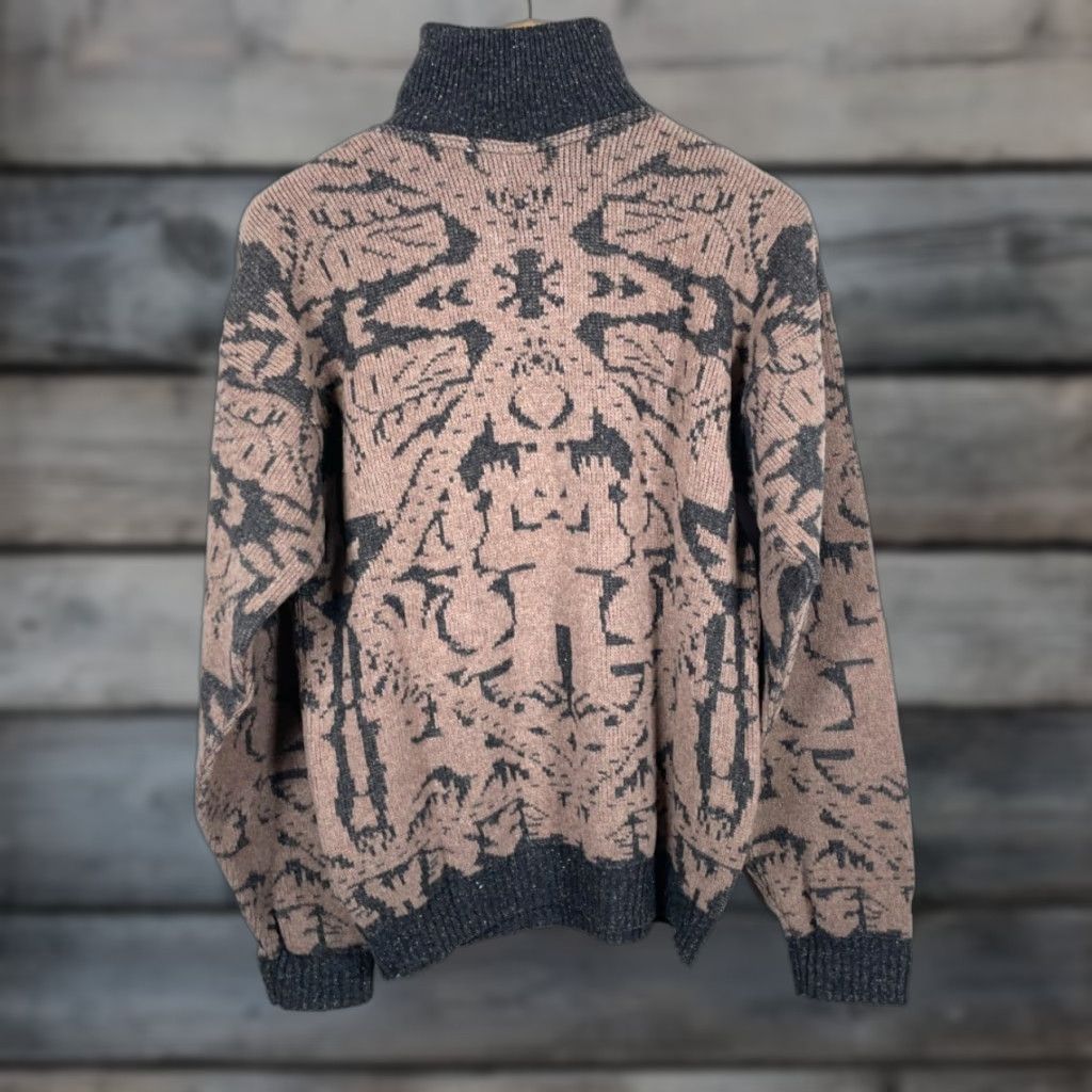 Vintage VINTAGE Amita Sweater Geometric Crew Neck Knit Made in Italy Oversized Wool Nylon Silk 1/4 Zip Men’s Small Beige 90s Retro Dad Casual Pullover Size US S / EU 44-46 / 1 - 1 Thumbnail