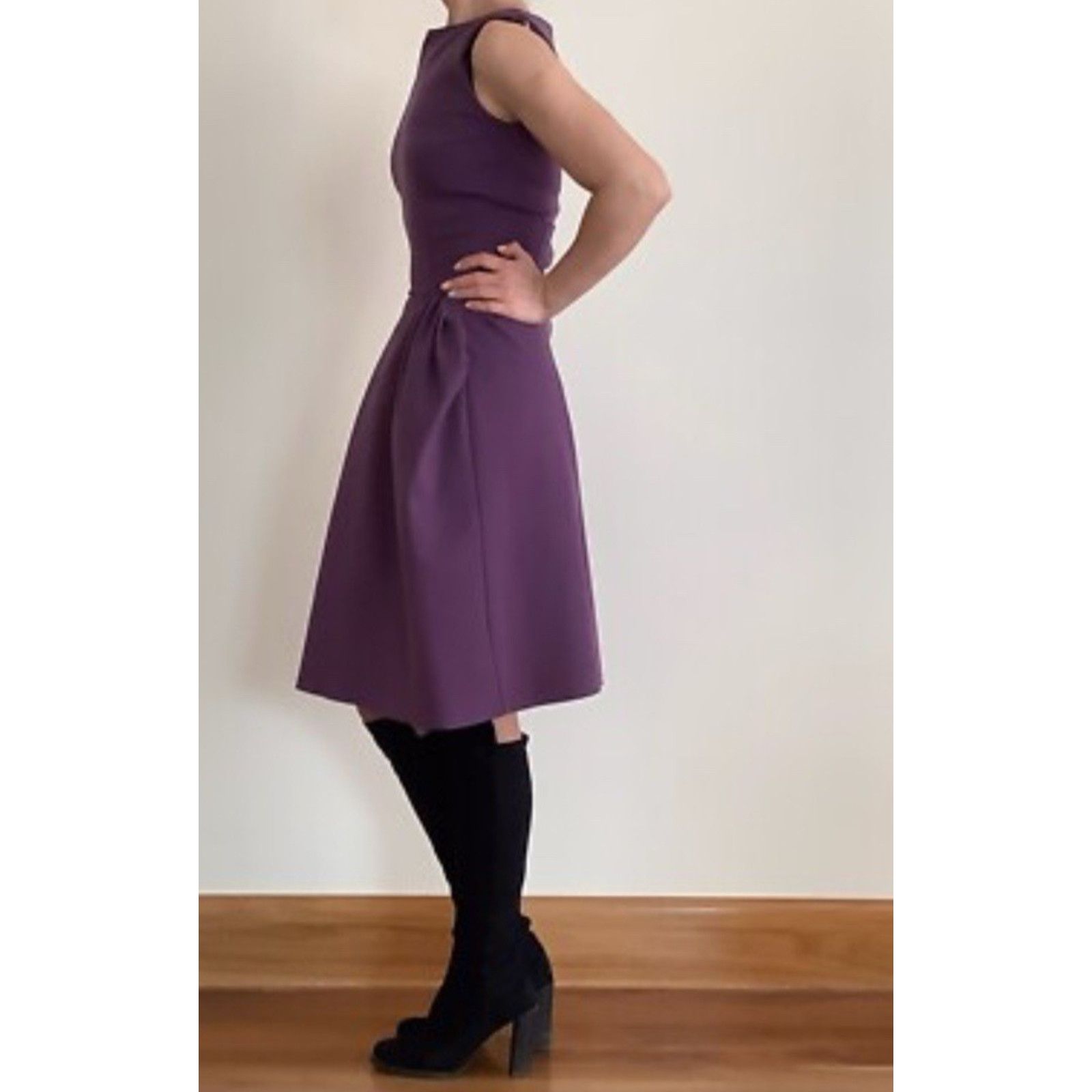 Yves Saint Laurent YSL Yves Saint Laurent Dress Aubergine Wool Blend Sleeveless Size XS / US 0-2 / IT 36-38 - 2 Thumbnail