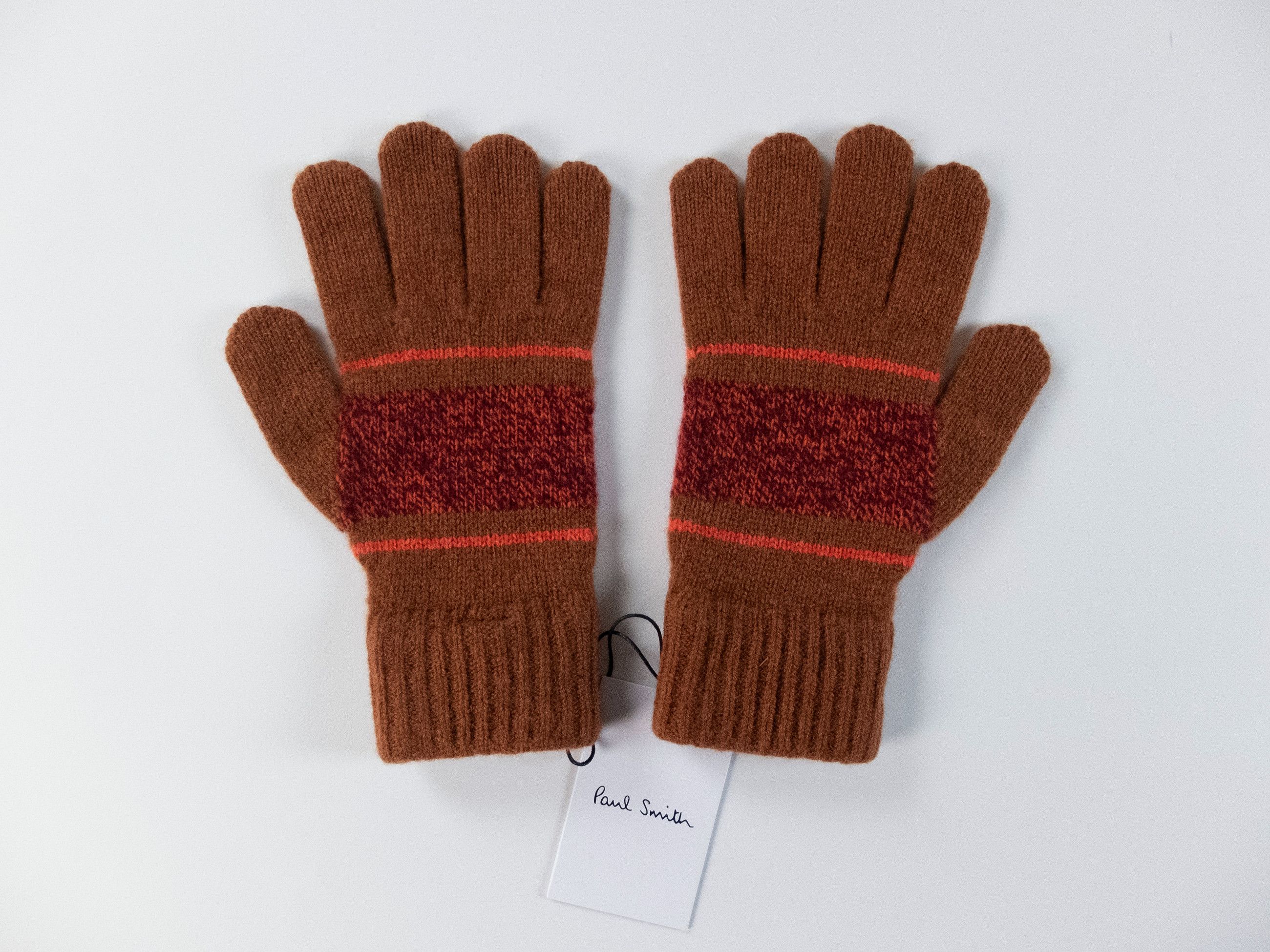 Paul Smith PAUL SMITH mainline burnt orange lambswool knit gloves Size ONE SIZE - 4 Thumbnail