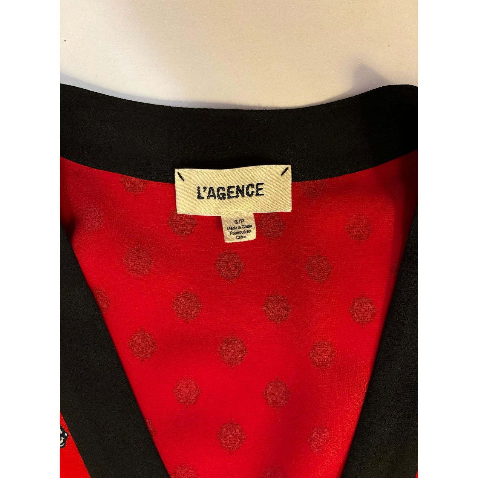 L'AGENCE L'Agence Silk Wrap Dress Red Navy Pattern Small Size S / US 4 / IT 40 - 8 Thumbnail