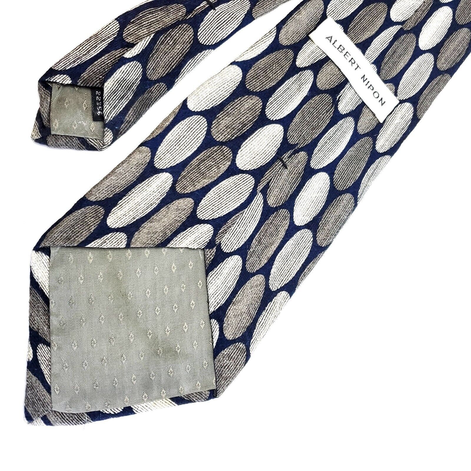 Albert Nipon Albert Nipon Gray Blue Beige Geometric Wide Abstract Silk Ti Size ONE SIZE - 5 Thumbnail