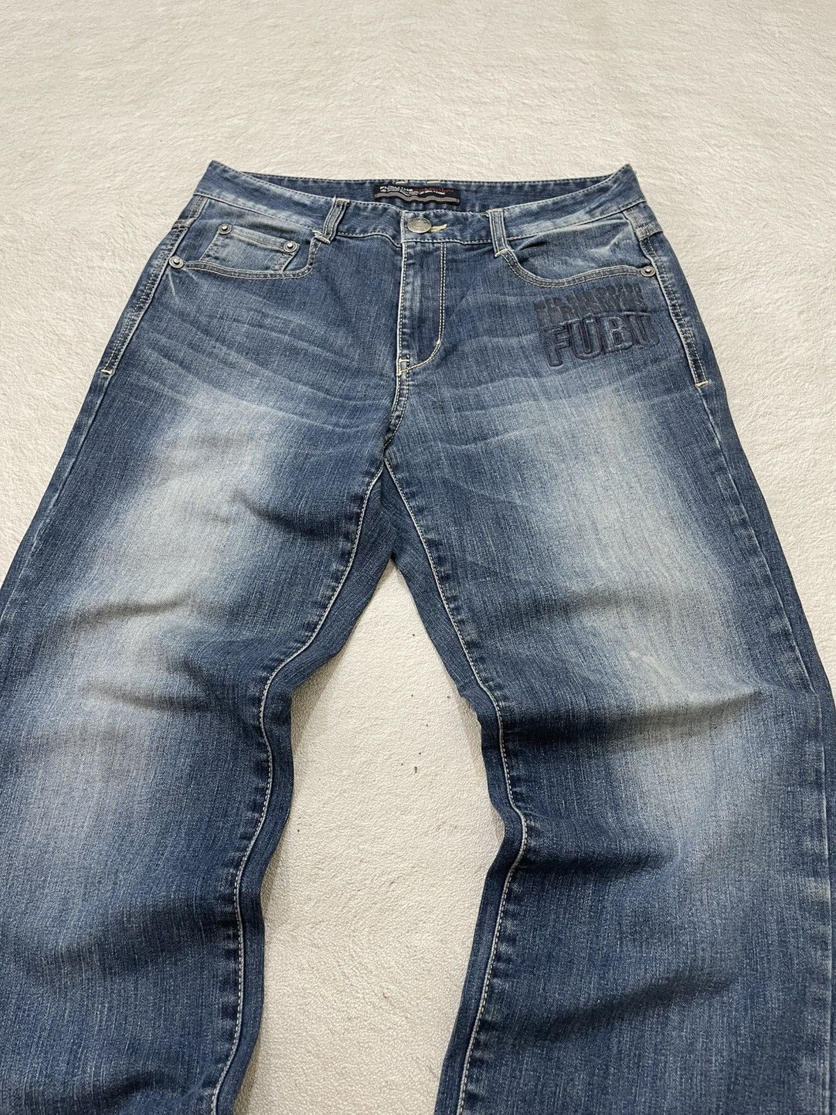 Japanese Brand 00s Fubu Embroidered Denim Japan Stonewash Y2K Size US 31 - 2 Thumbnail