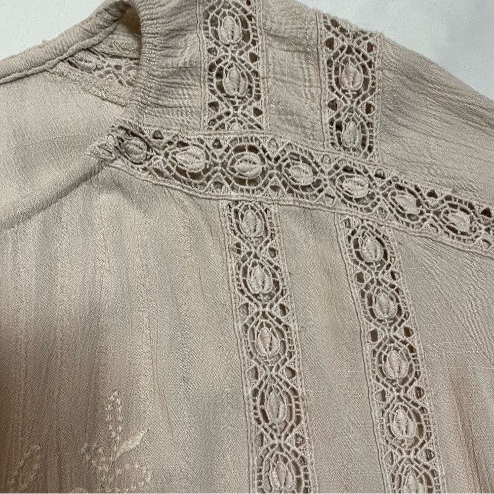 By Together By Together Beige Embroidered Lace Details Rayon Cotton Tun Size M / US 6-8 / IT 42-44 - 9 Thumbnail