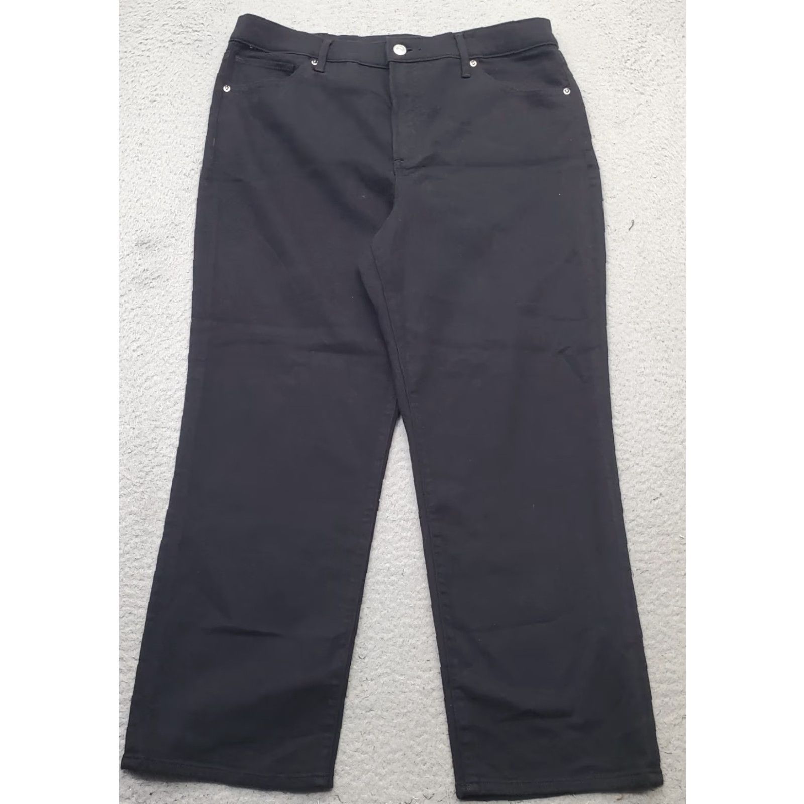 Express Express Jeans Womens Size 12 Black Stretch Straight Leg Ankle High Rise 5 Pocket Jeans Size 34" / US 12 / IT 48 - 2 Thumbnail