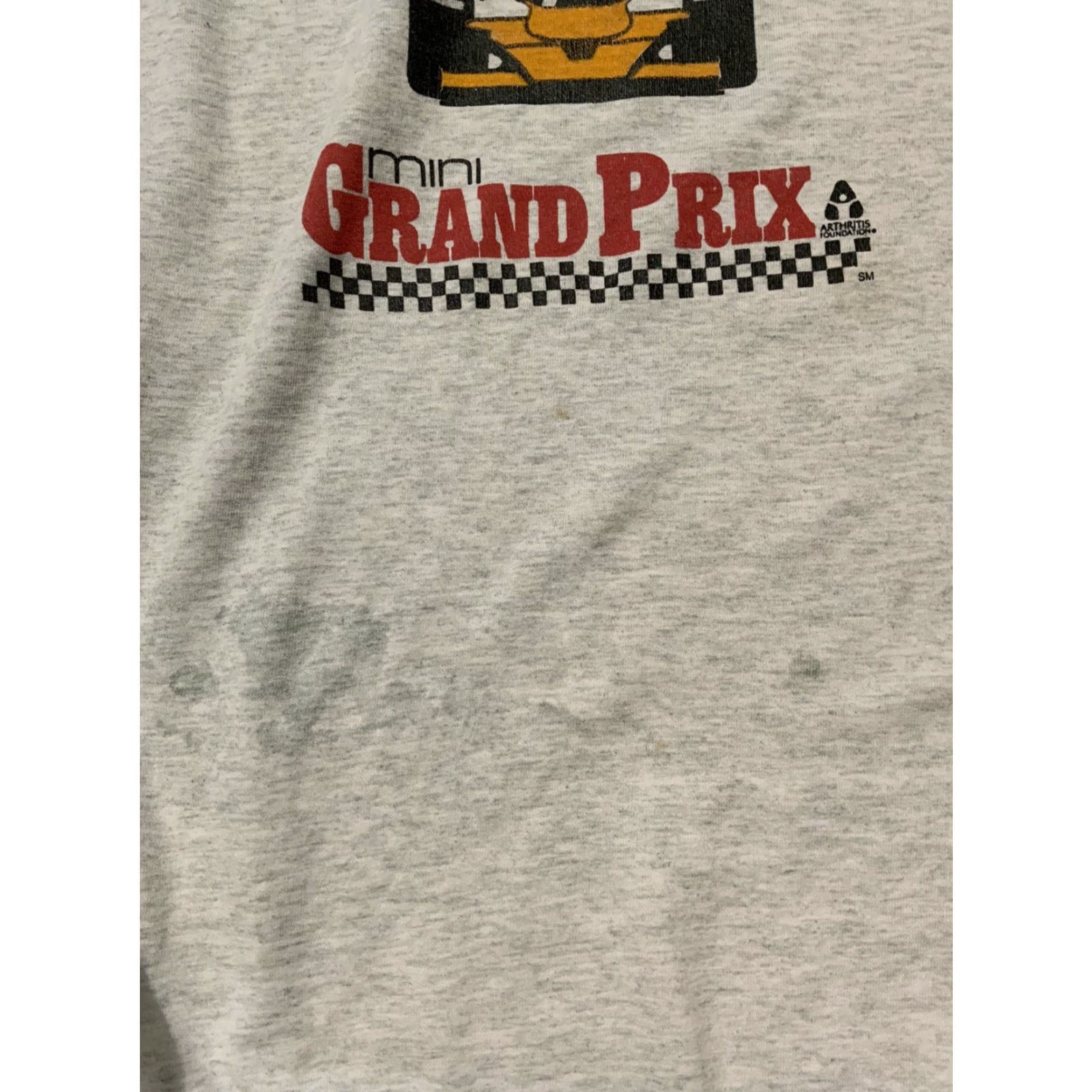 Fruit Of The Loom VINTAGE Arthritis Foundation Mini Grand Prix Racing L/S 50/50 Single Stitch T-Shirt XL Gray Mens Size US XL / EU 56 / 4 - 7 Thumbnail