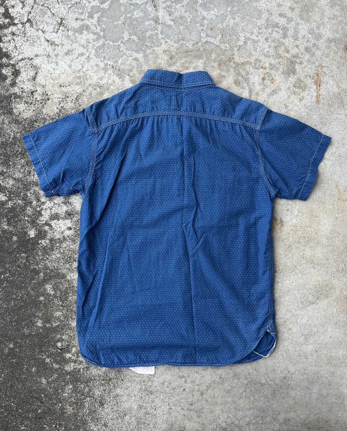 Pherrow's STORMY BLUE Union polka dotted indigo cotton work shirt Size US S / EU 44-46 / 1 - 2 Thumbnail