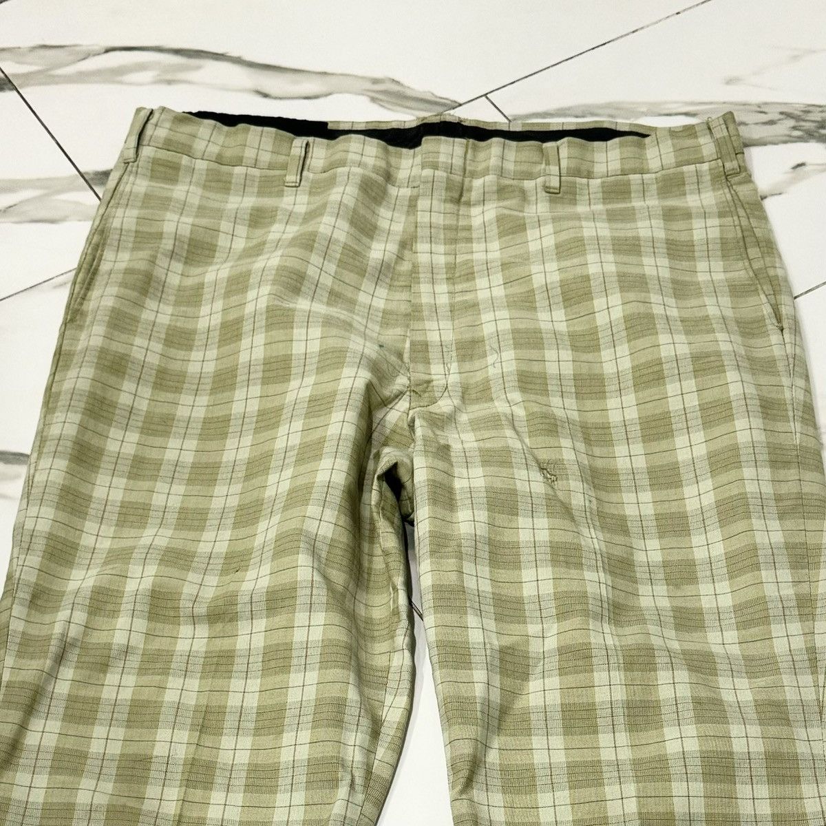 Vintage VINTAGE 70s LIGHT GREEN PLAID PANTS! Size US 34 / EU 50 - 2 Thumbnail