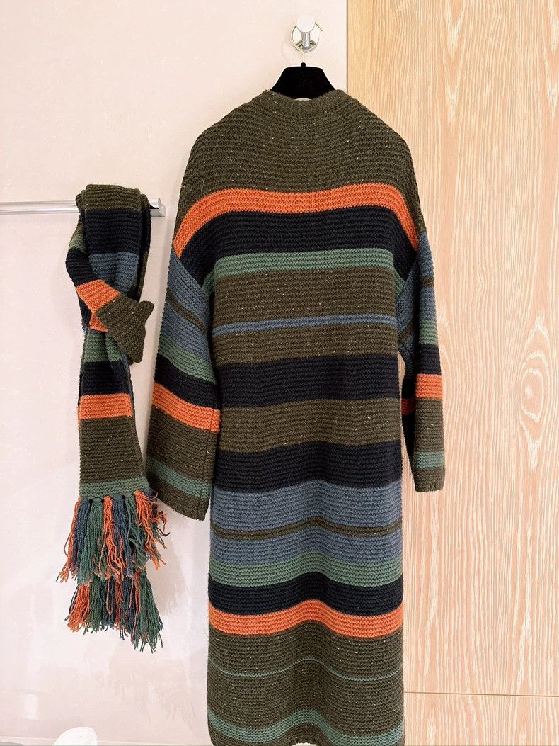 Loro Piana LORO PIANA Color striped cashmere knit coat Size S / US 4 / IT 40 - 2 Thumbnail