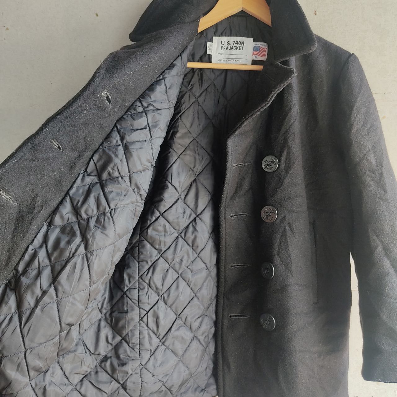 Schott × Vintage Vintage 90s Schott US Navy 740N Wool Pea Jacket Size US XS / EU 42 / 0 - 5 Thumbnail