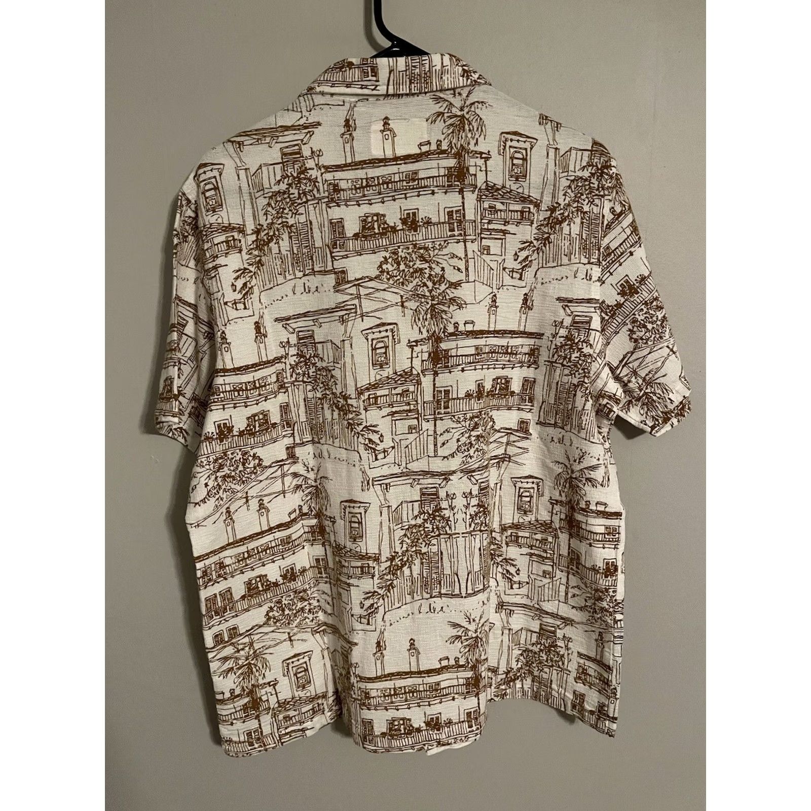 Folk Folk Plate Tan S/S Button-Up Hawaiian Shirt Floral Town Men's L New Size US L / EU 52-54 / 3 - 4 Thumbnail
