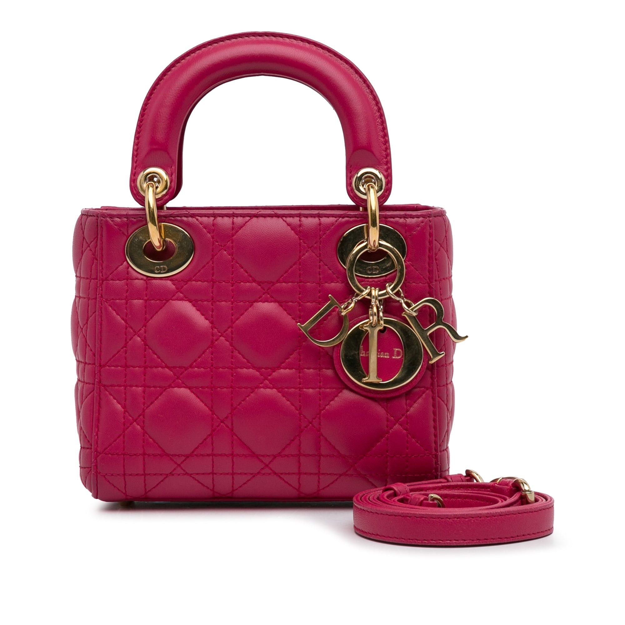 Dior Dior Mini Lambskin Cannage Lady Dior Pink Size ONE SIZE - 1 Thumbnail