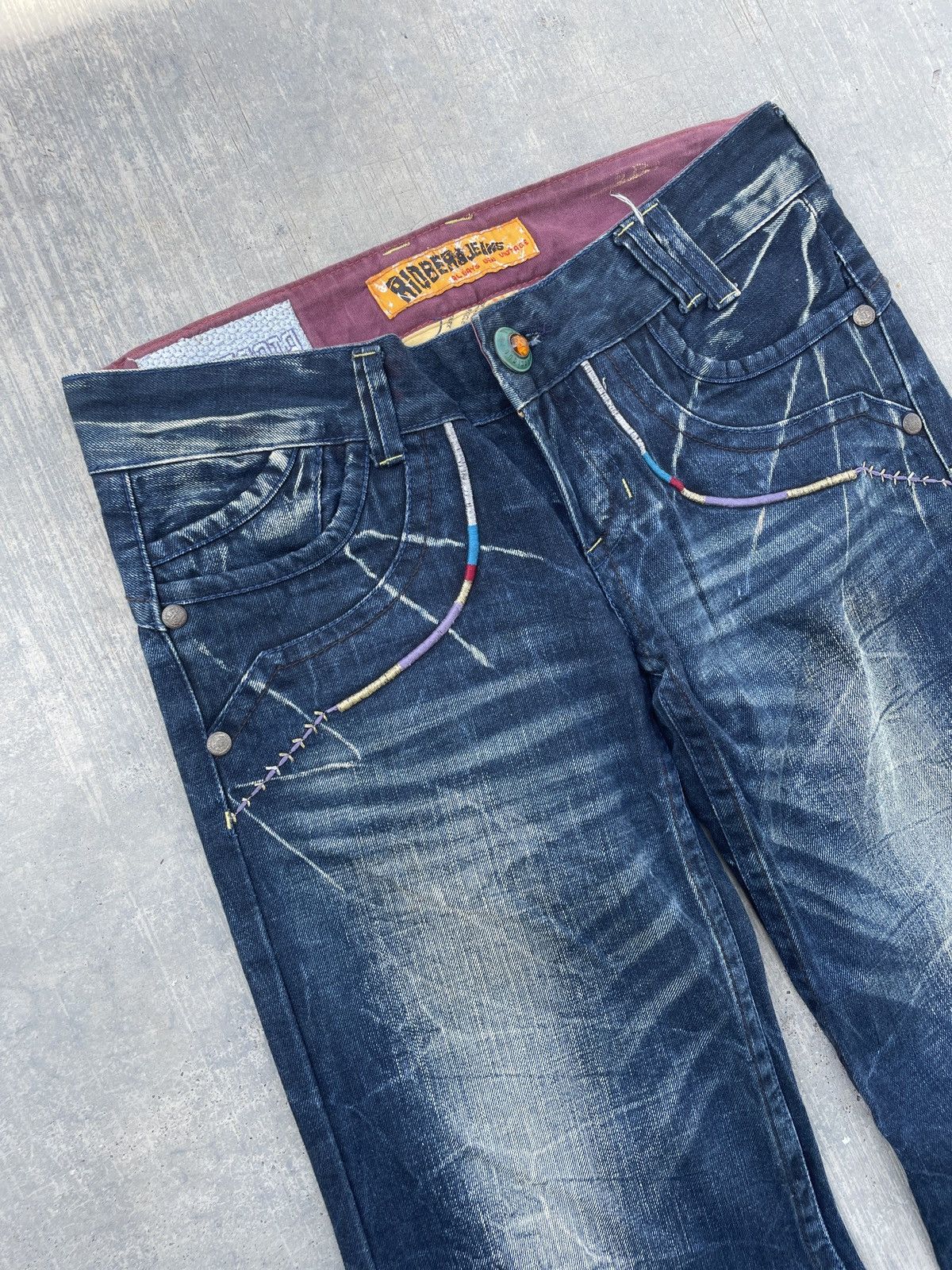 Japanese Brand 2000s JAPANESE BRAND RIOBERA STUDDED MUDWASH FLARE JEANS Size US 32 / EU 48 - 3 Thumbnail