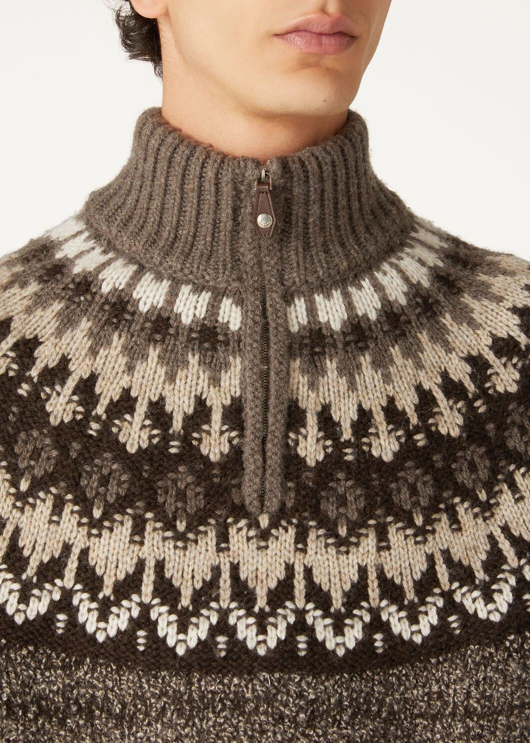 o1w1db10725 FAO6308 Alpe Pile Half-Neck Sweater in Multi Menswear