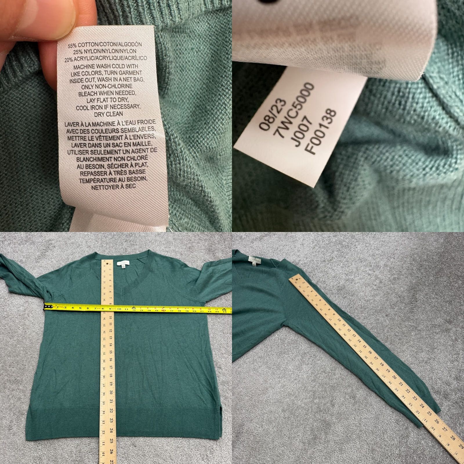 Lucky Brand Lucky Brand V-Neck Pullover Sweater Mens Small Forest Green Raglan Sleeve Knit Size US S / EU 44-46 / 1 - 8 Thumbnail