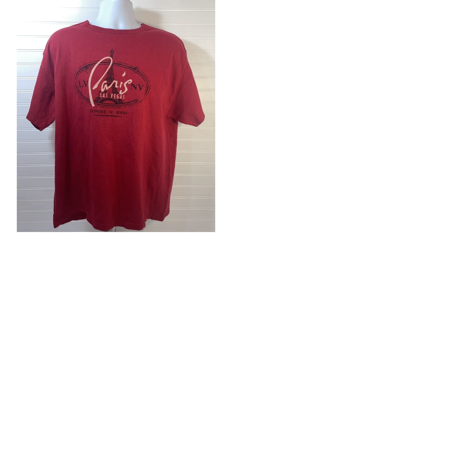 Vintage Paris Las Vegas Shirt Men Large Red Crew Neck Eiffel Tower Casino Logo Graphic Print T-Shirt Size L Size US L / EU 52-54 / 3 - 10 Thumbnail