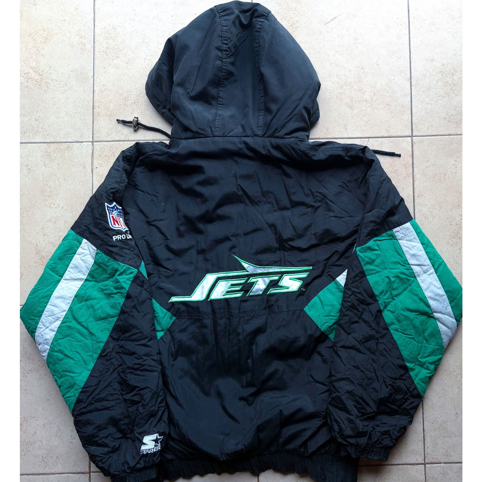 NFL × Starter NY Jets 90s STARTER puffer Pullover 1/2 L blk kelly Pro vtg Size US L / EU 52-54 / 3 - 2 Thumbnail