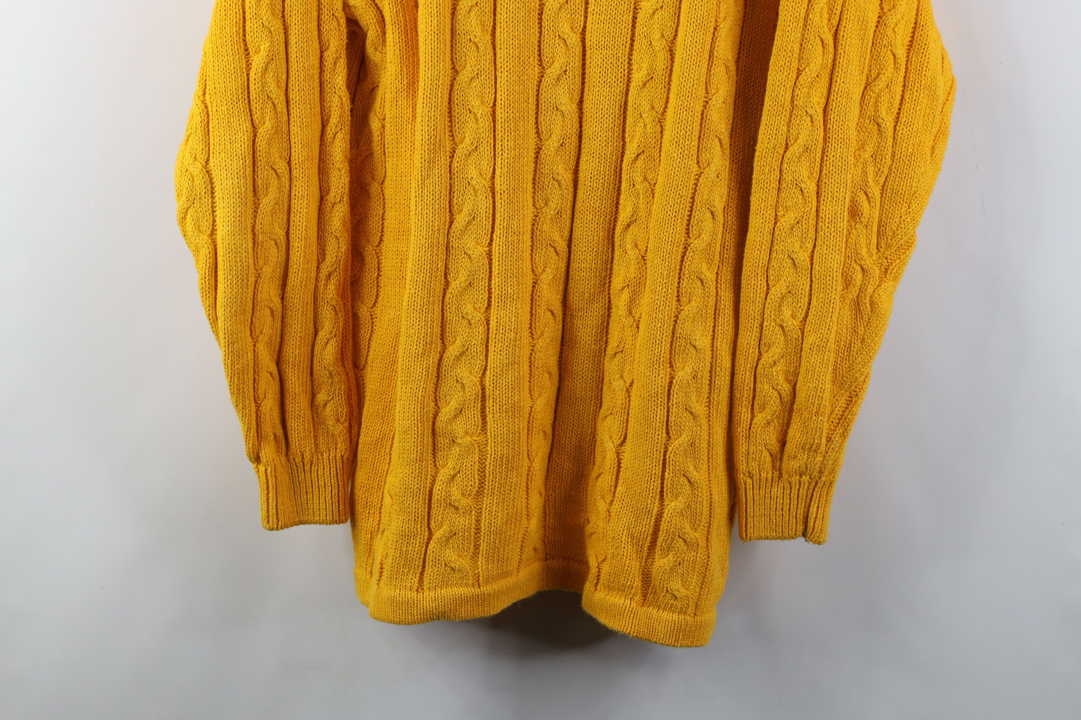 Vintage Vintage 90s Streetwear Chunky Cable Knit Sweater Yellow Size M / US 6-8 / IT 42-44 - 3 Thumbnail