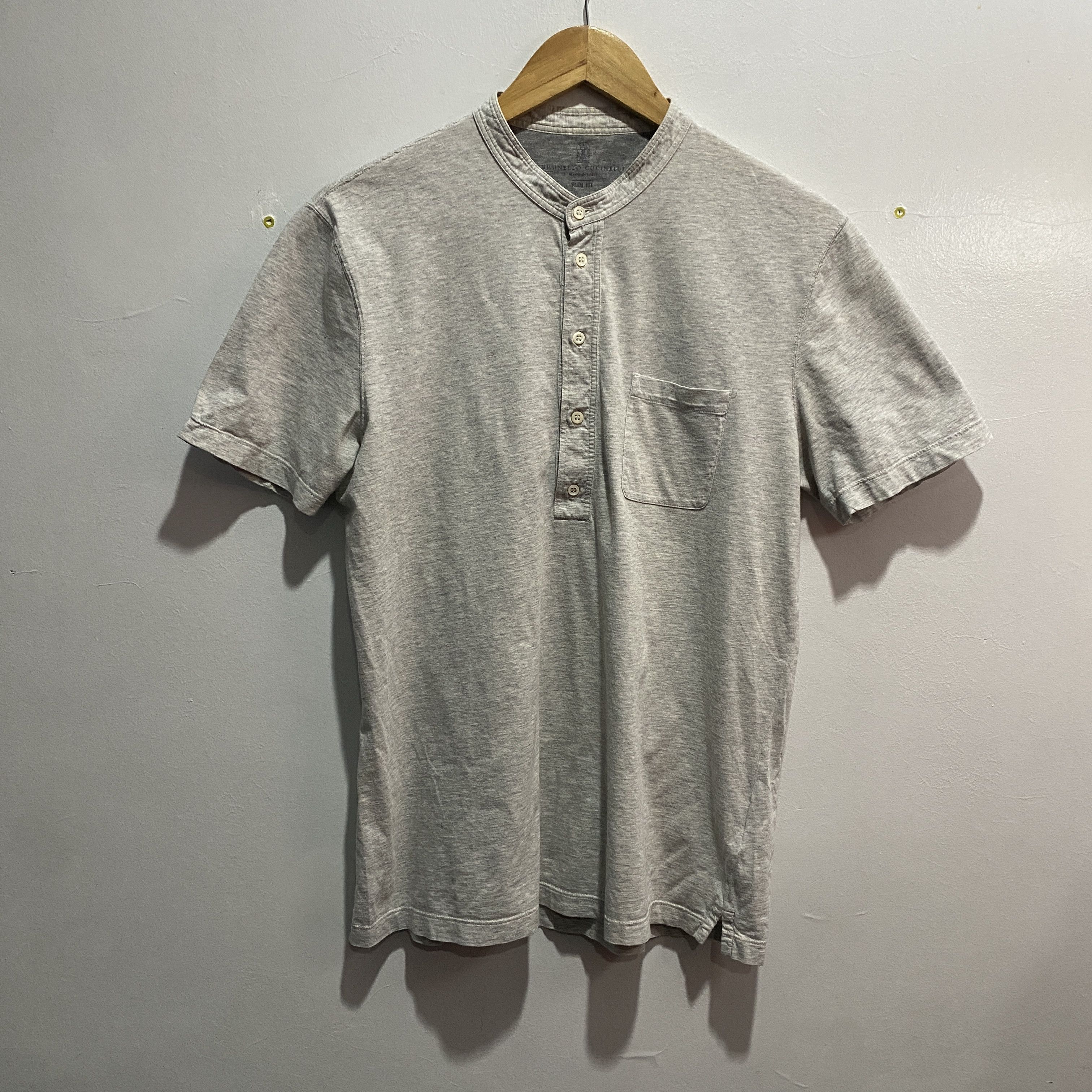 Brunello Cucinelli Brunello Cucinelli Grey Henley Collar Shirt M Size US M / EU 48-50 / 2 - 1 Thumbnail