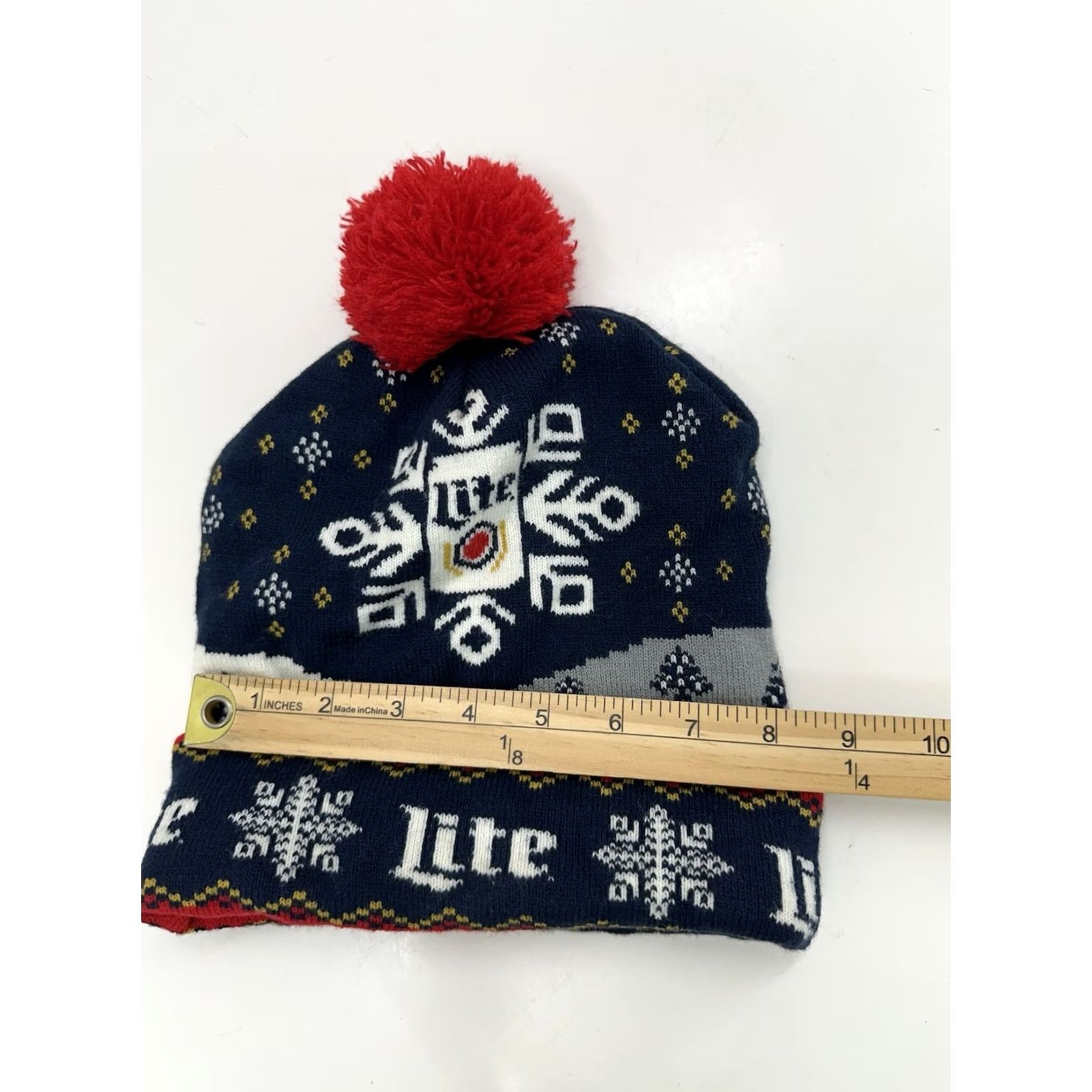 Vintage VINTAGE Miller Lite Beanie Unisex Hat Cuffed Pom Holiday Winter Red Knit 90s Beer Hipster Mens Womens Unbranded Beanie Size ONE SIZE - 4 Thumbnail