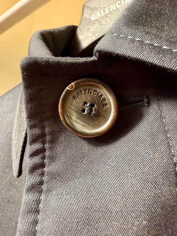 Balenciaga Balenciaga 2018 Black Cotton Hip Belted Spring Coat Size XS / US 0-2 / IT 36-38 - 3 Thumbnail