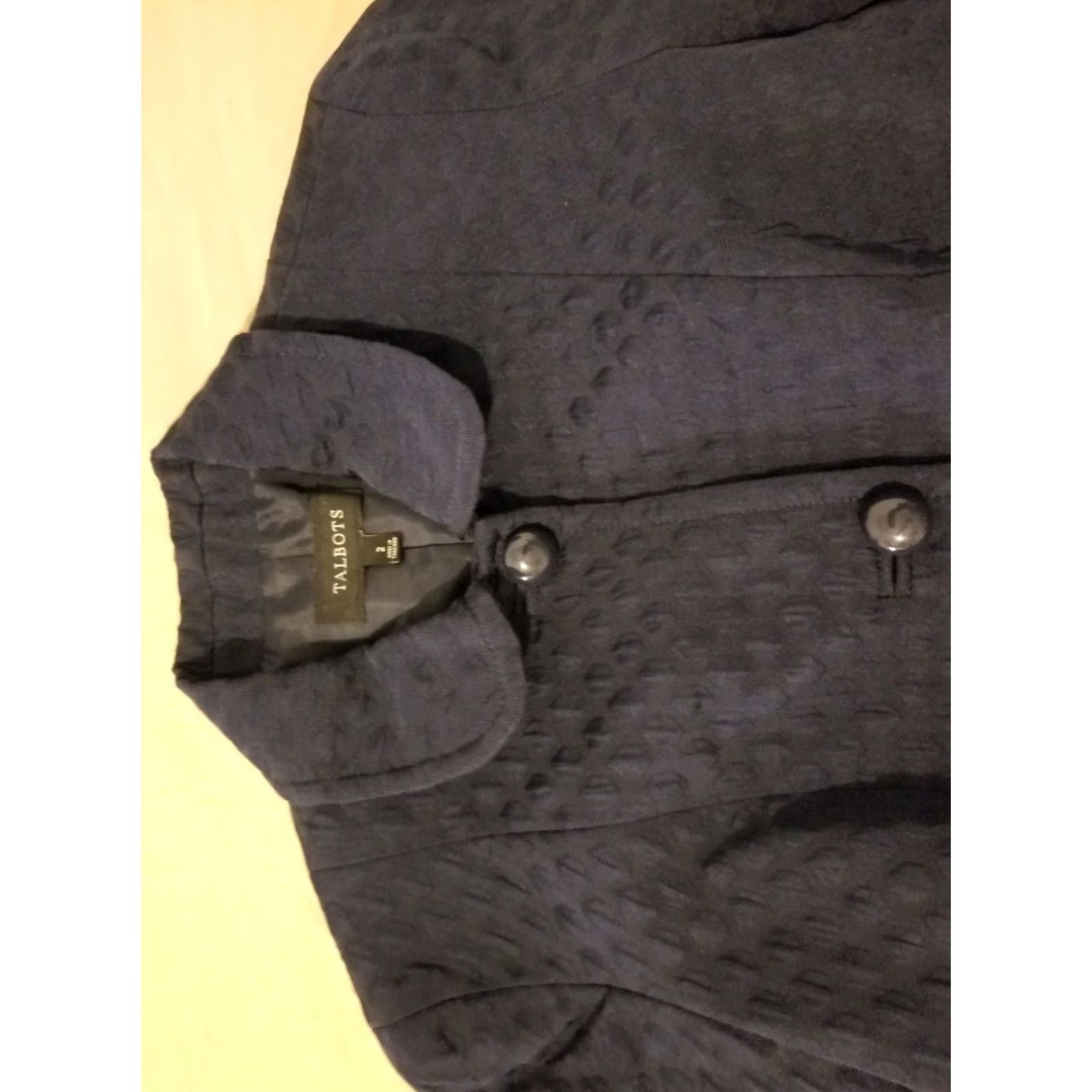 Talbots Womens Talbots Jacket 2 Navy Blue Cotton Blend Basic Jacket Womens 2 Blue Size XS / US 0-2 / IT 36-38 - 2 Thumbnail