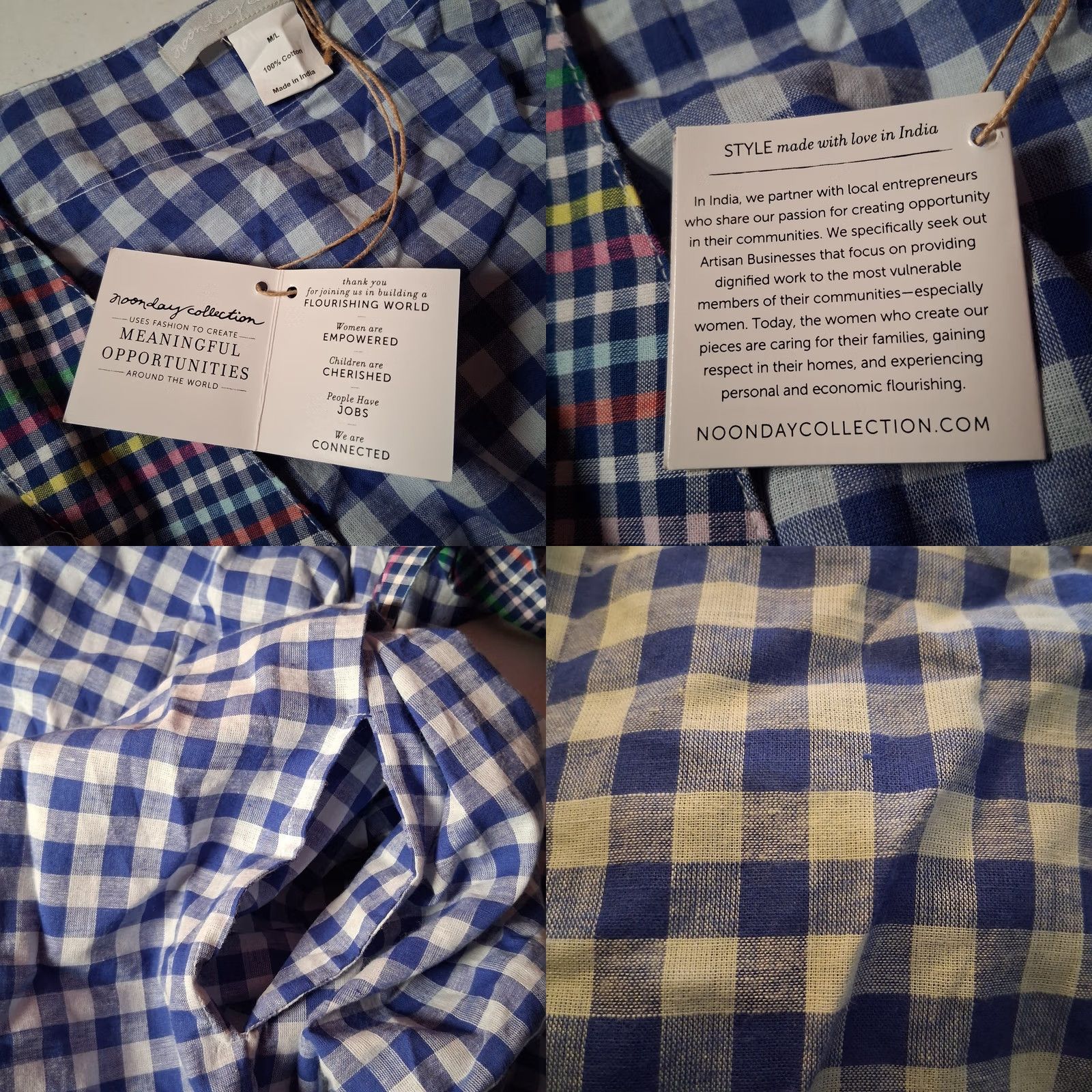 Vintage VINTAGE Noonday Collection Robe L Scrunchie Blue Gingham Check Lightweight Lounge Size ONE SIZE - 8 Thumbnail