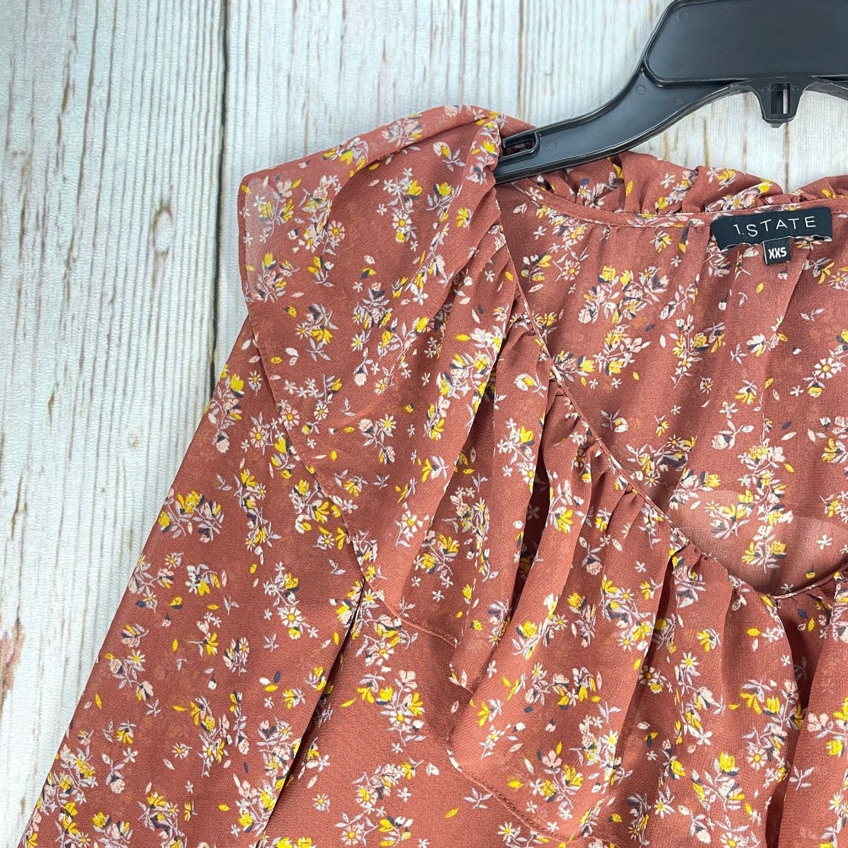 Vintage 1 STATE Blouse Women Long Sleeve Floral Scoop Neck Pullover Lightweight Bohemian Peasant Casual Shirt 2XS Pink Size XXS / US 00 / IT 34 - 5 Thumbnail