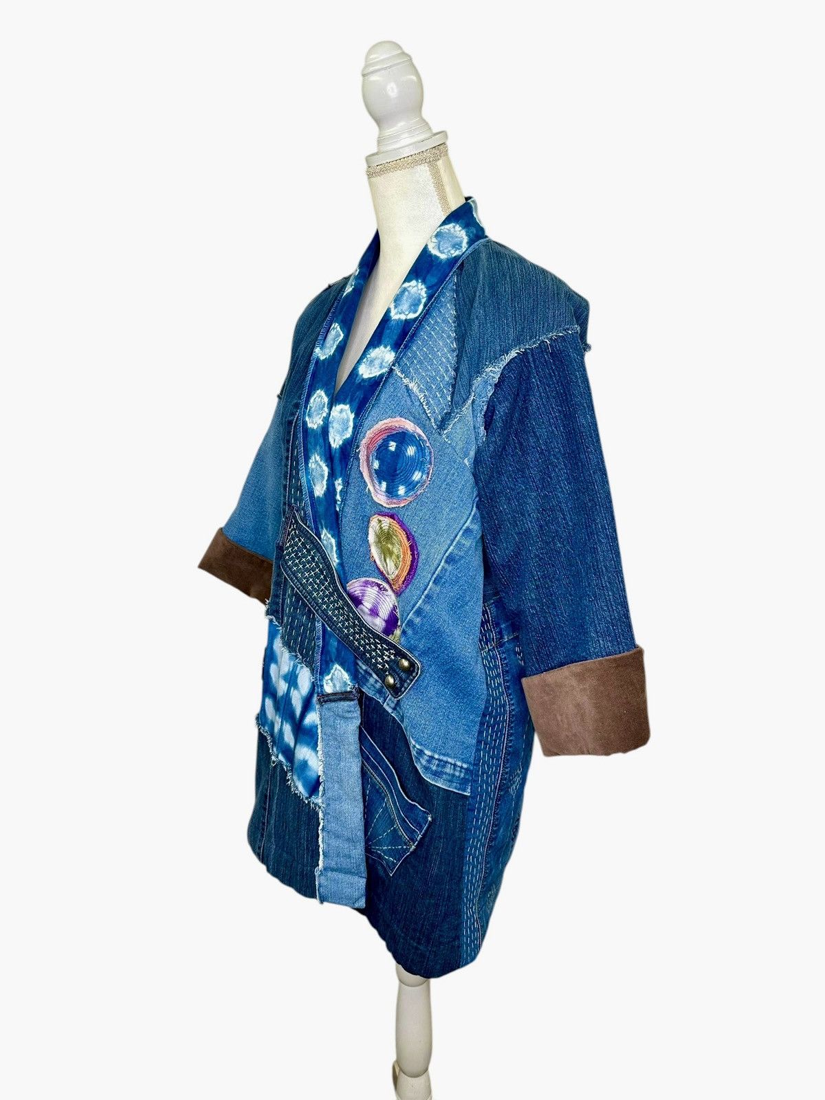 Handmade Handmade Unique Patchwork Denim Kimono Jacket Women’s Medium Size M / US 6-8 / IT 42-44 - 4 Thumbnail