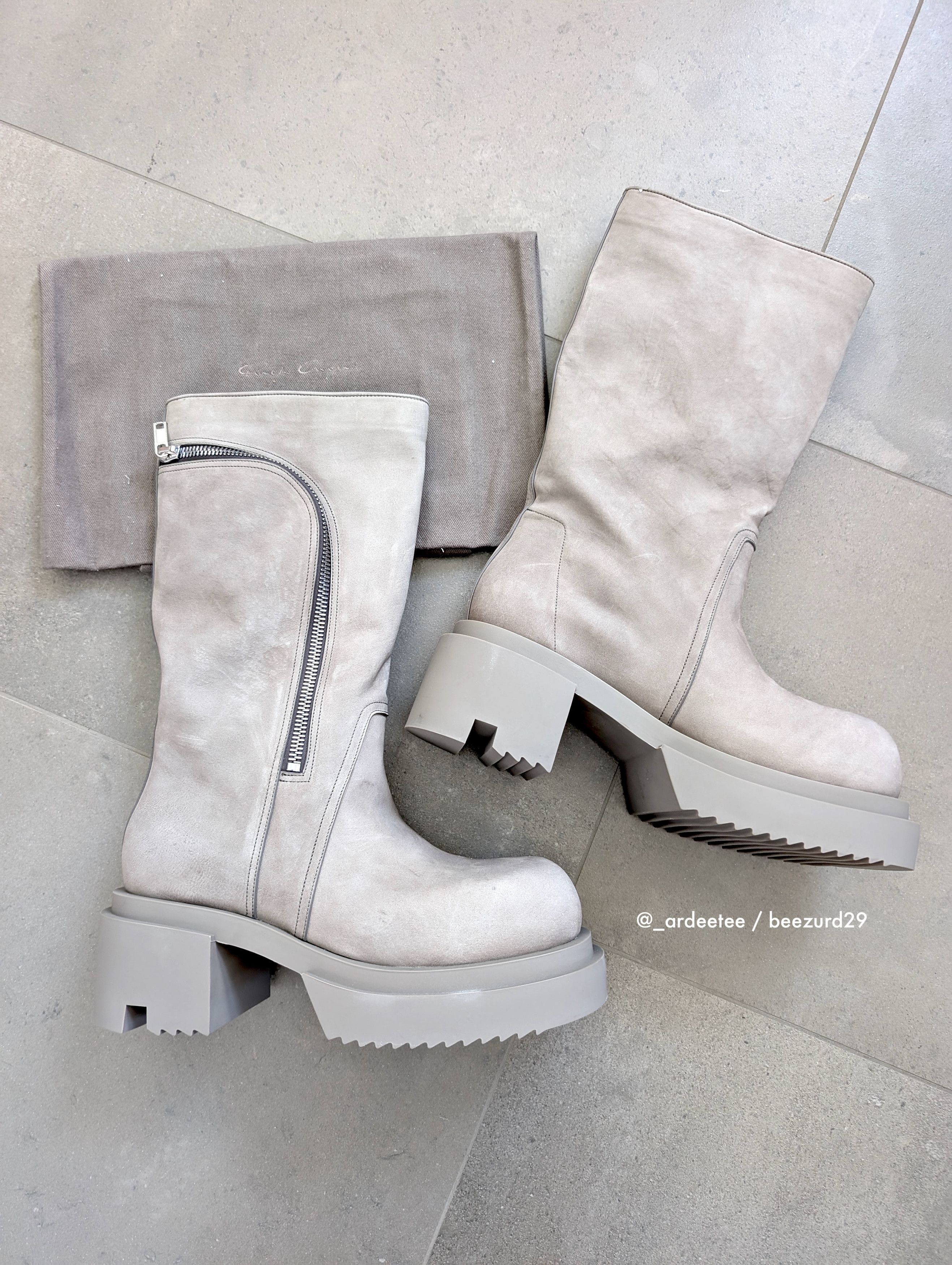 Rick Owens 💥RARE SAMPLE DUST LEATHER BAUHAUS BOGUN BOOTS Size US 11 / EU 44 - 12 Thumbnail