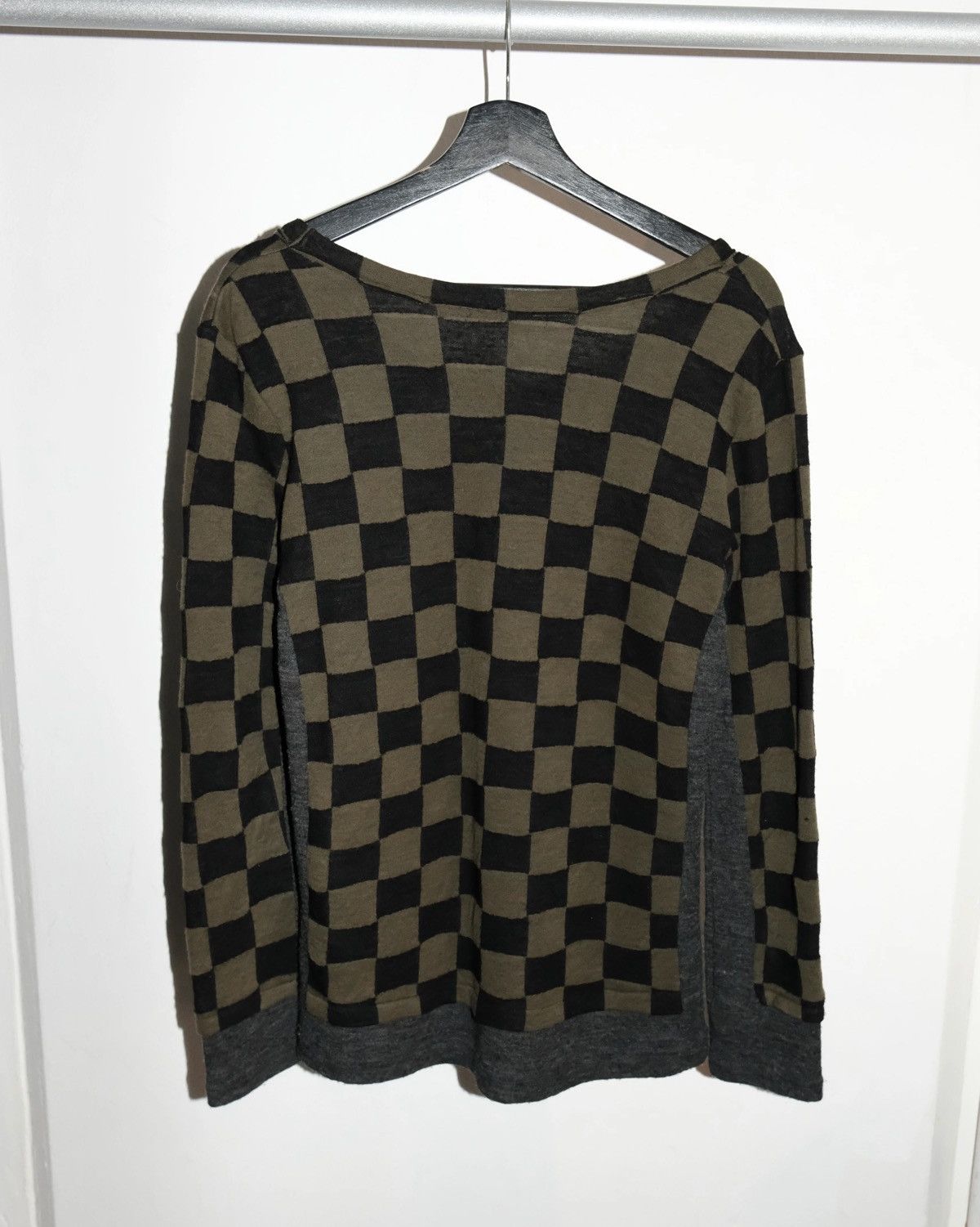 Y's Y's YOHJI YAMAMOTO WOOL OLIVE CHECKER KNIT LONG SLEEVE Size US M / EU 48-50 / 2 - 5 Thumbnail