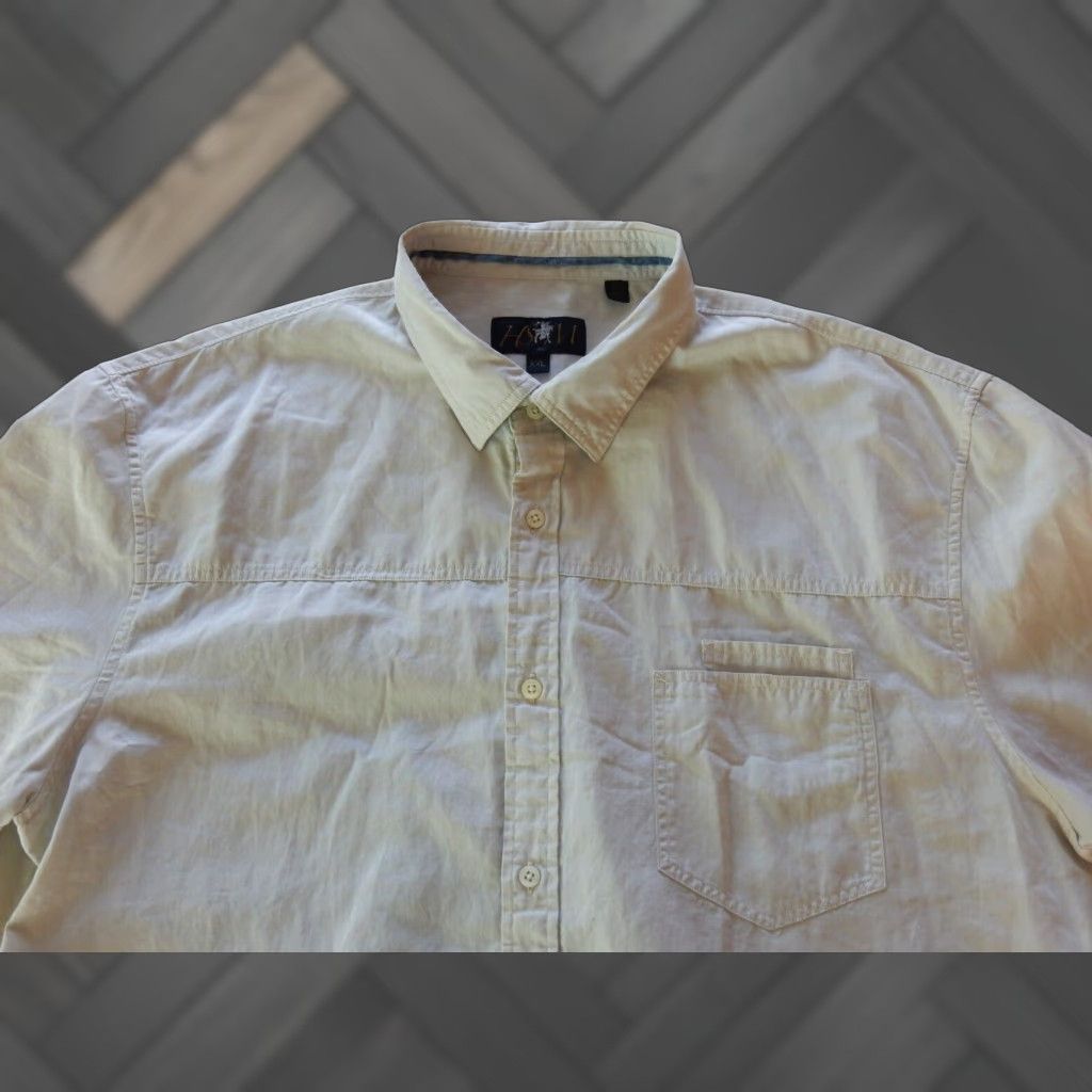 Hart Schaffner Marx VINTAGE Hart Schaffner Marx Men's Short Sleeve Button-Up Shirt XXL Beige Cotton Mens Size US XXL / EU 58 / 5 - 1 Thumbnail