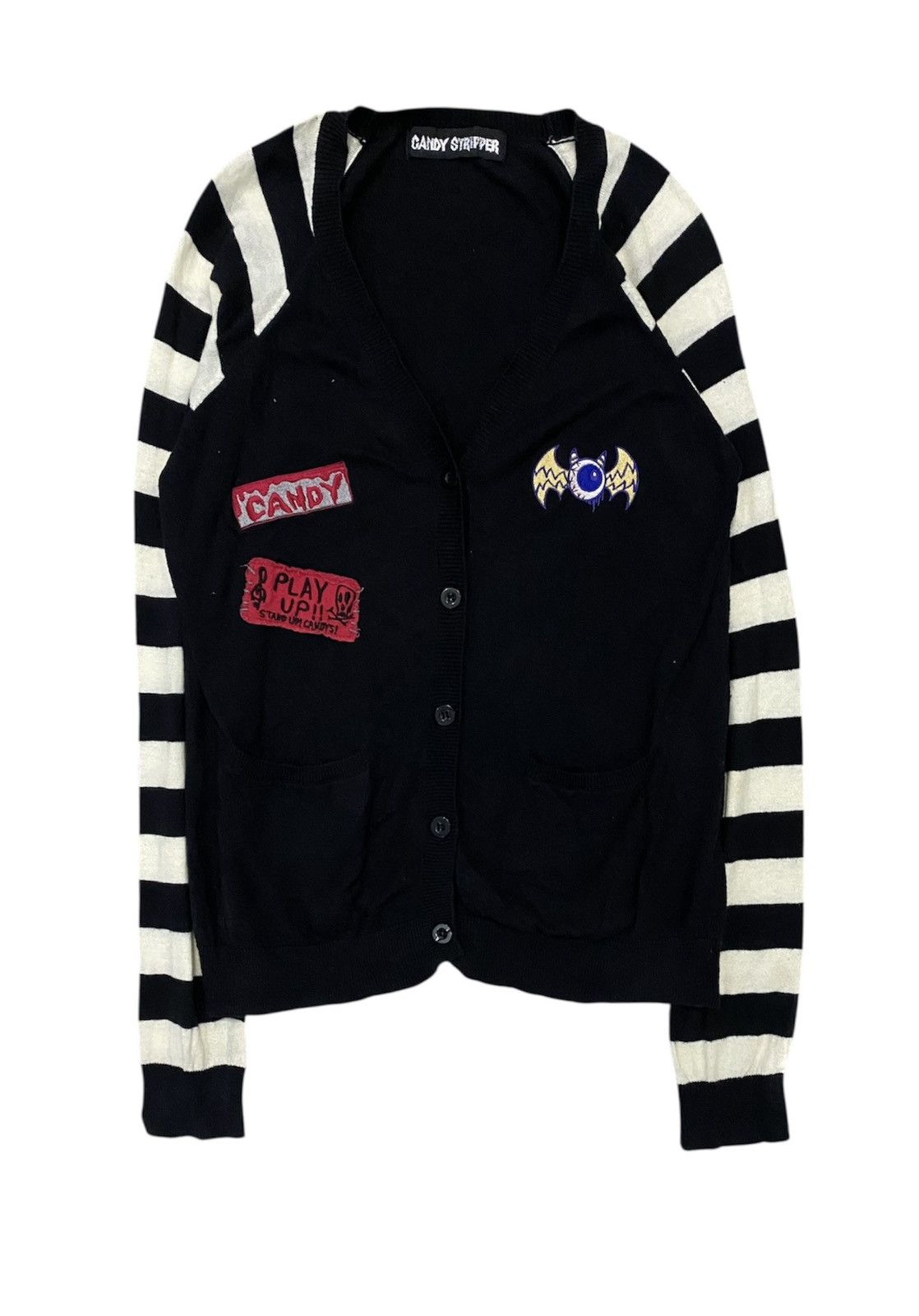20471120 2000s Candy Striper Japan Punk Stripe Eye fly cardigan Size M / US 6-8 / IT 42-44 - 1 Thumbnail
