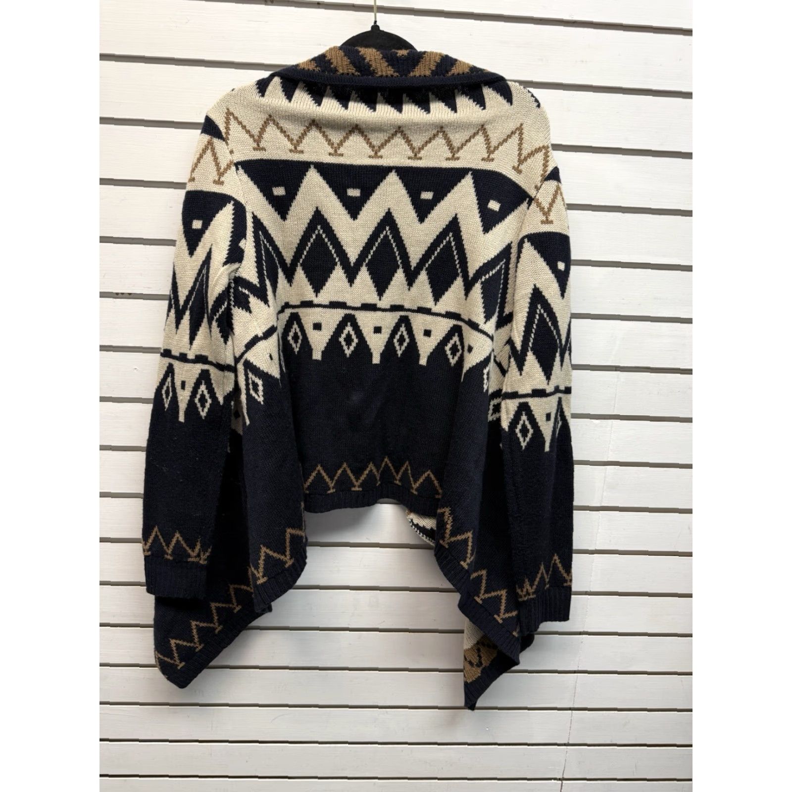 Vintage Aztec Waterfall Drape Cardigan Sweater Medium Tribal Southwestern Boho Lagenlook Size M / US 6-8 / IT 42-44 - 3 Thumbnail