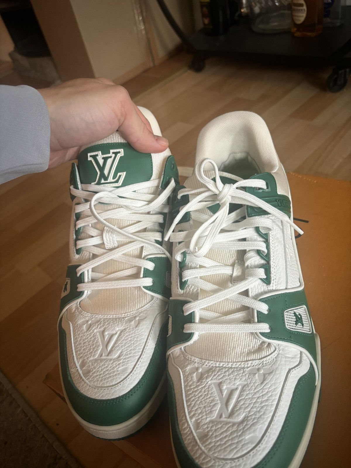 Louis Vuitton Louis Vuitton Trainer Green Monogram Denim White Size US 10 / EU 43 - 15 Thumbnail