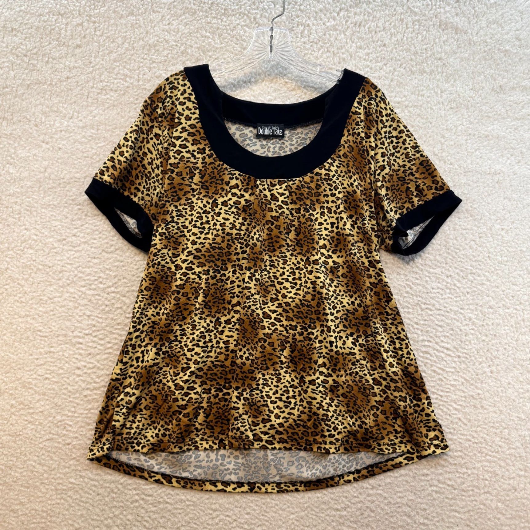 Doublet VINTAGE 90s Y2K Cheetah Leopard Top Shirt 1X XL Beige Grunge Boho McBling Slinky Stretch Double Take Womens Size XL / US 12-14 / IT 48-50 - 2 Thumbnail