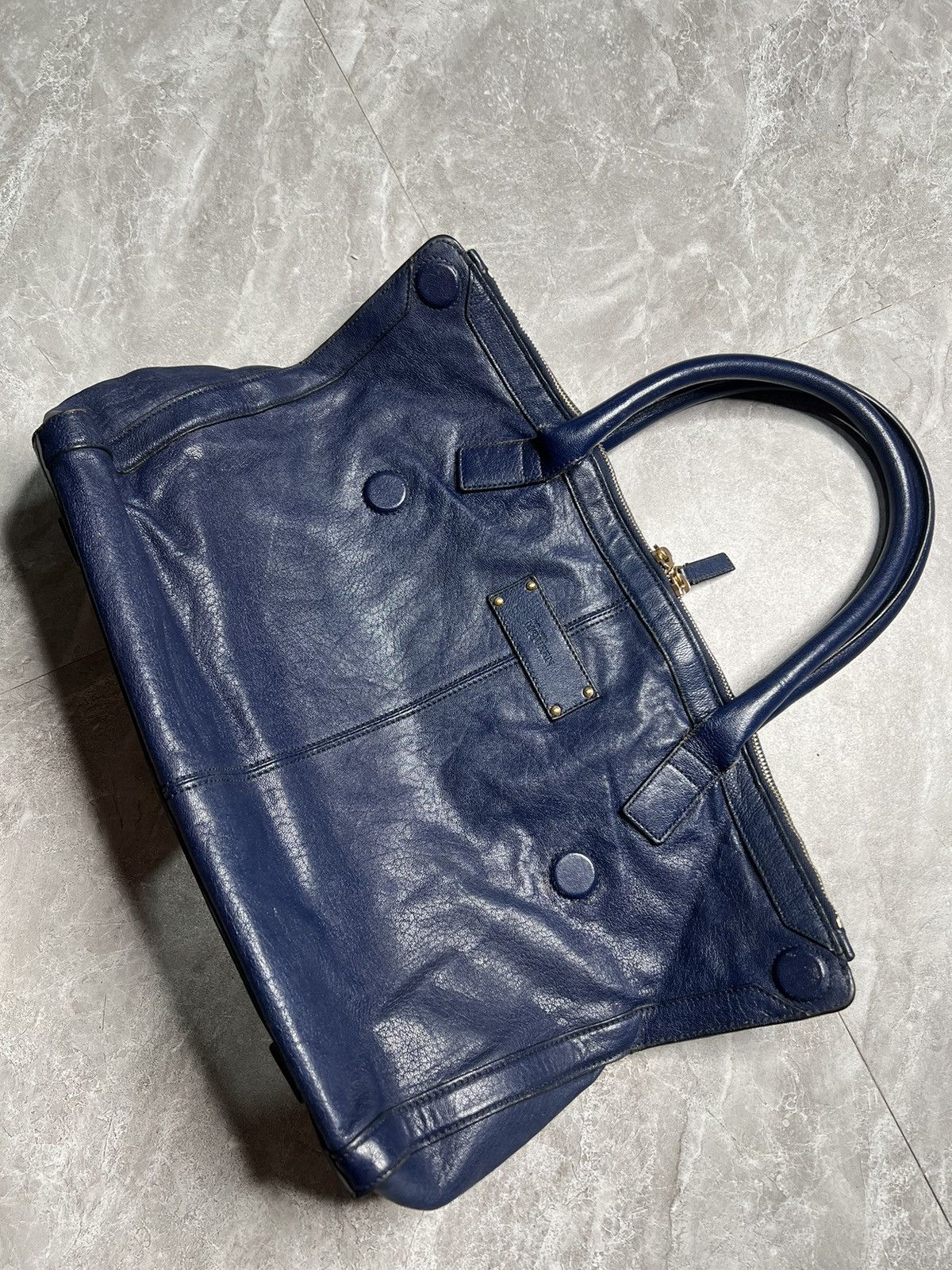 Alexander McQueen Iconic Alexander Mcqueen Navy Leather De Manta Bag Size ONE SIZE - 3 Thumbnail
