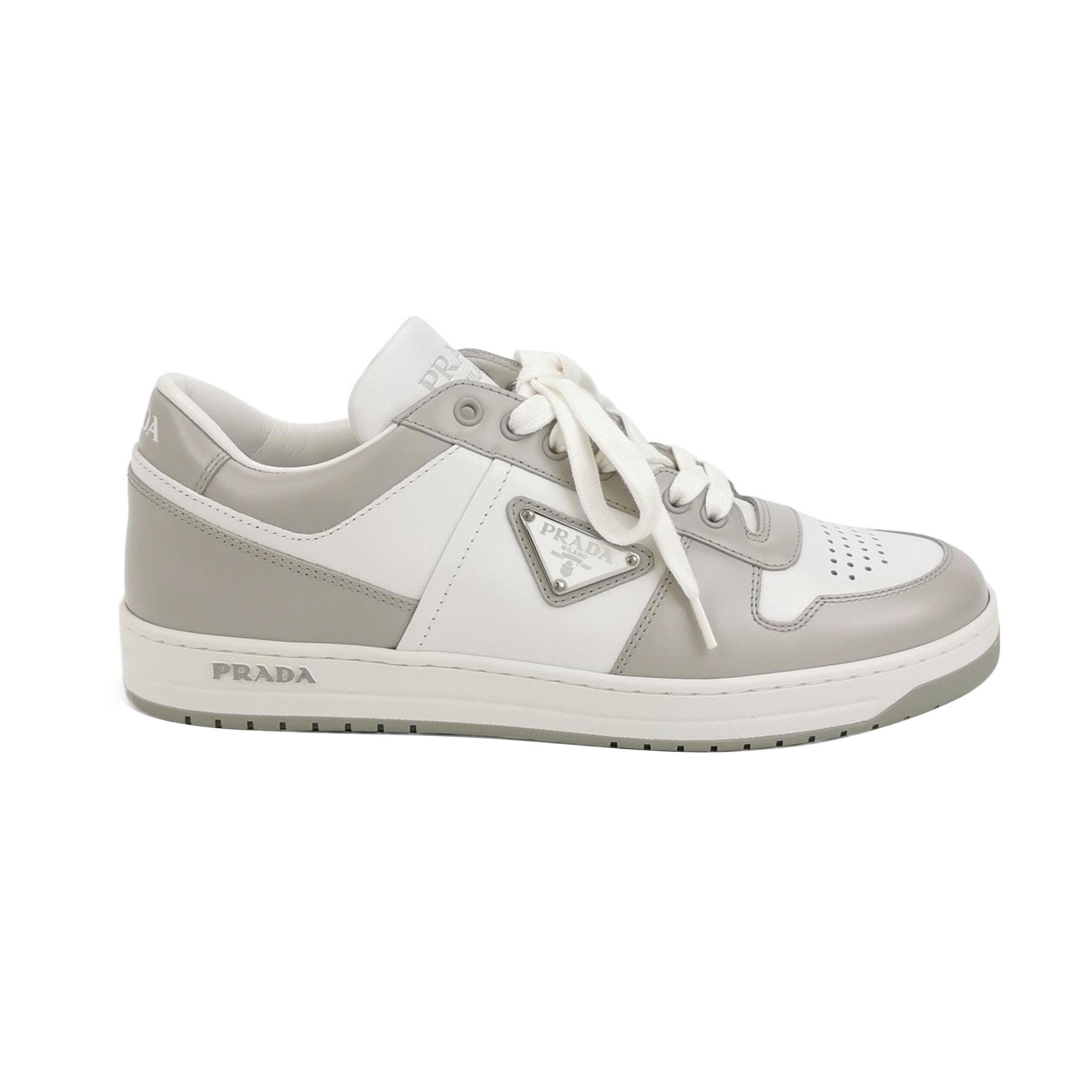 Prada Prada Downtown Gray White Leather Sneakers 40 Size US 7 / EU 40 - 1 Thumbnail