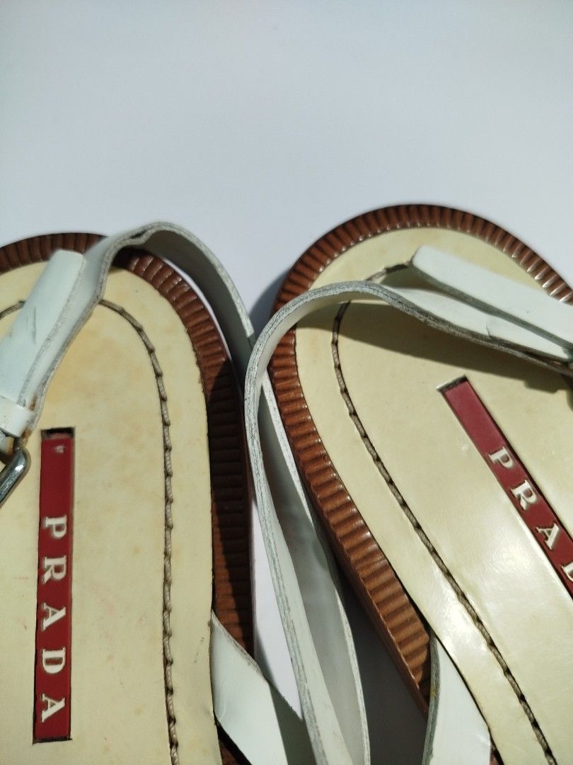 Prada Prada White Strappy Sandals / Size 40.5 Size US 10.5 / IT 40.5 - 7 Thumbnail