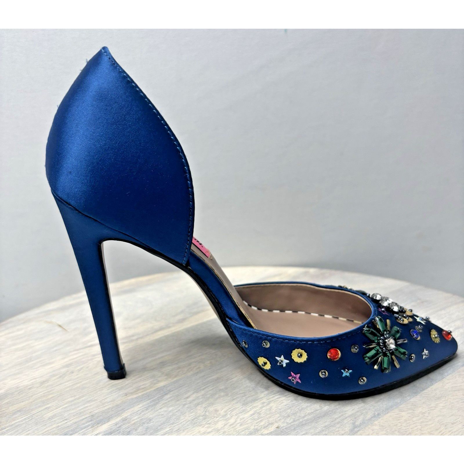 Betsey Johnson Betsey Johnson Mayson Heels Sz 6 Blue Satin Jeweled Pumps Size US 6 / IT 36 - 7 Thumbnail