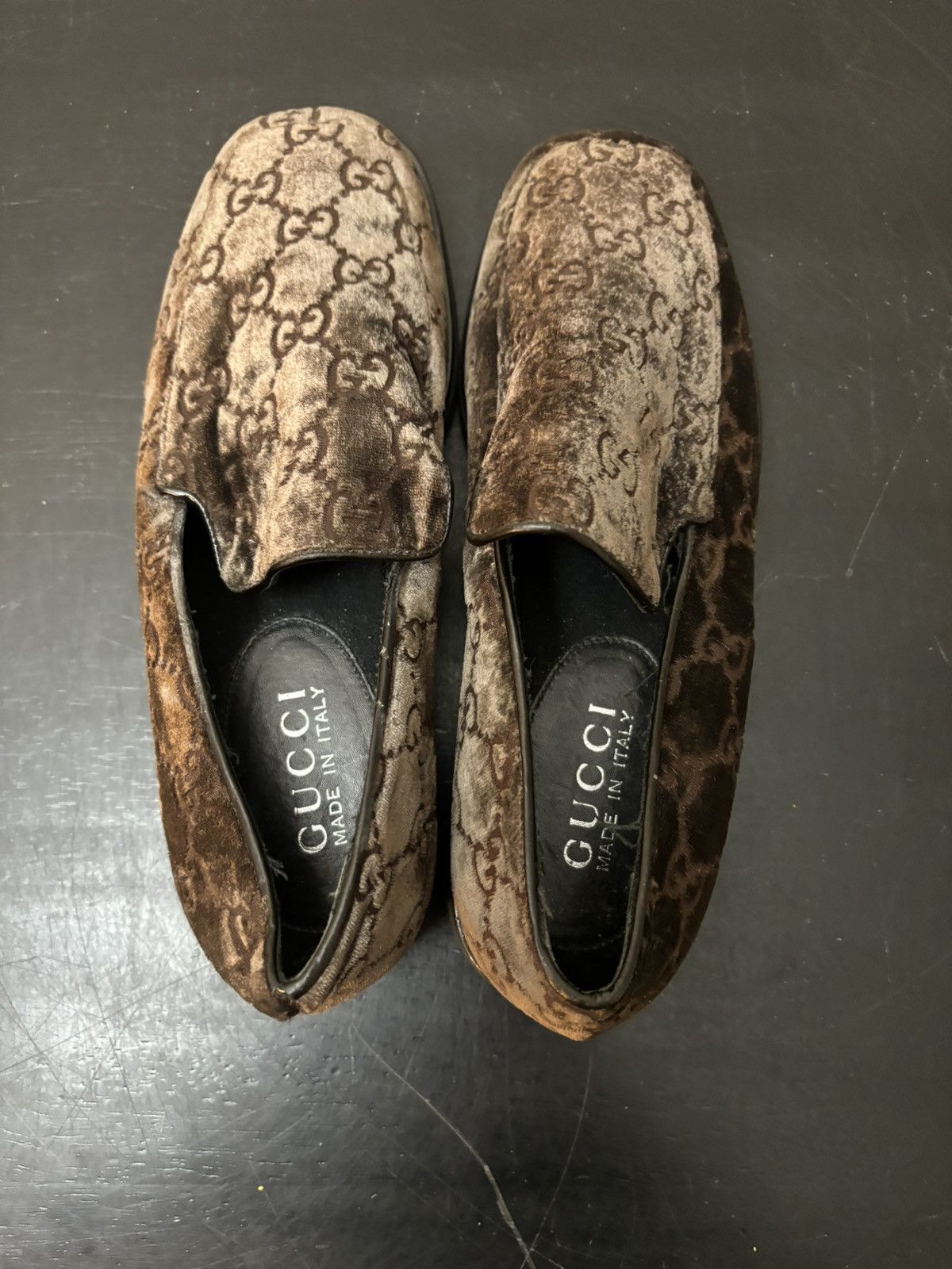 Gucci Gucci GG Monogram Velvet Slip On Loafers Brown Size US 5 / EU 37 - 7 Thumbnail