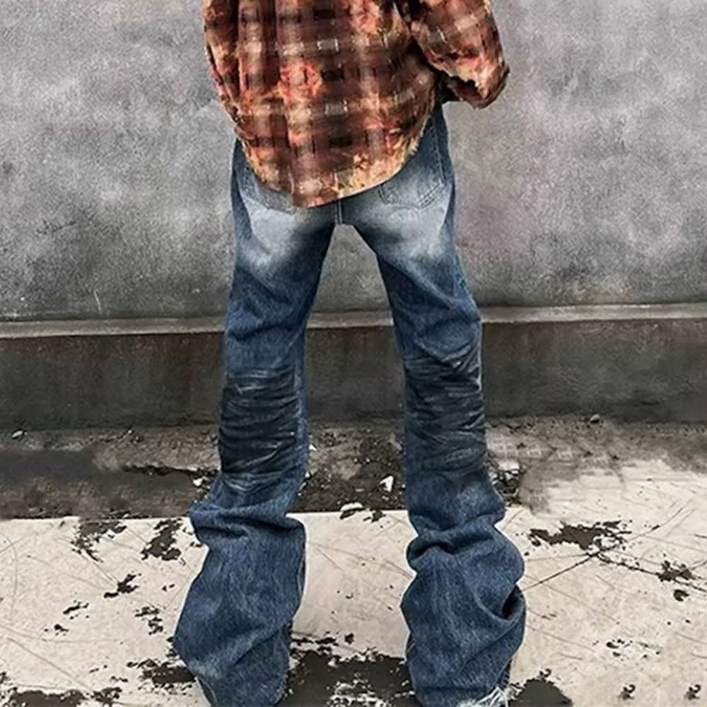 Japanese Brand × Jean Washed Blue Dirty Flare Street Frayed Jean Size US 28 / EU 44 - 3 Thumbnail