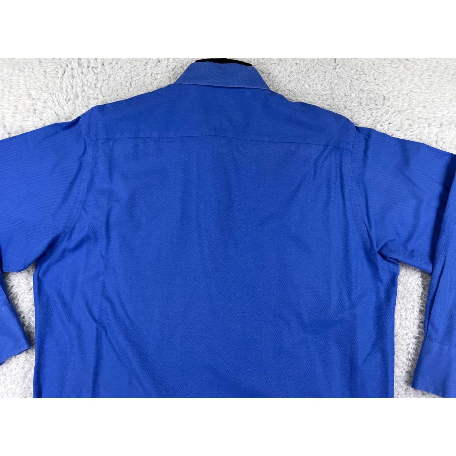 Bcbgmaxazria BCBGMAXAZRIA Shirt Mens Large Blue Dress Button Up 100% Cotton Pocket Collared Size 42R - 7 Thumbnail